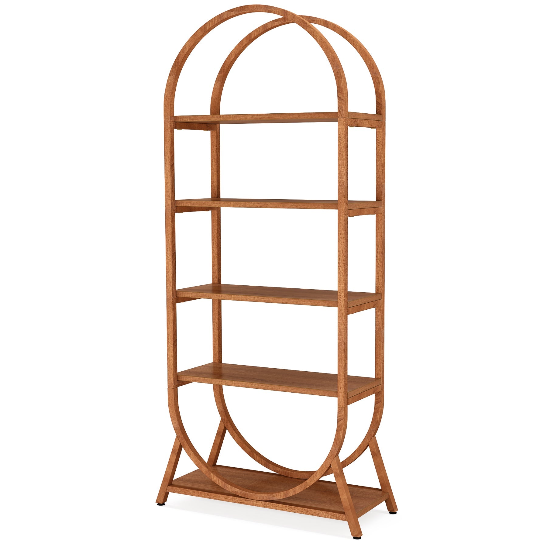 5-Tier Bookshelf, 180 cm Open Bookcase Arched Display Rack