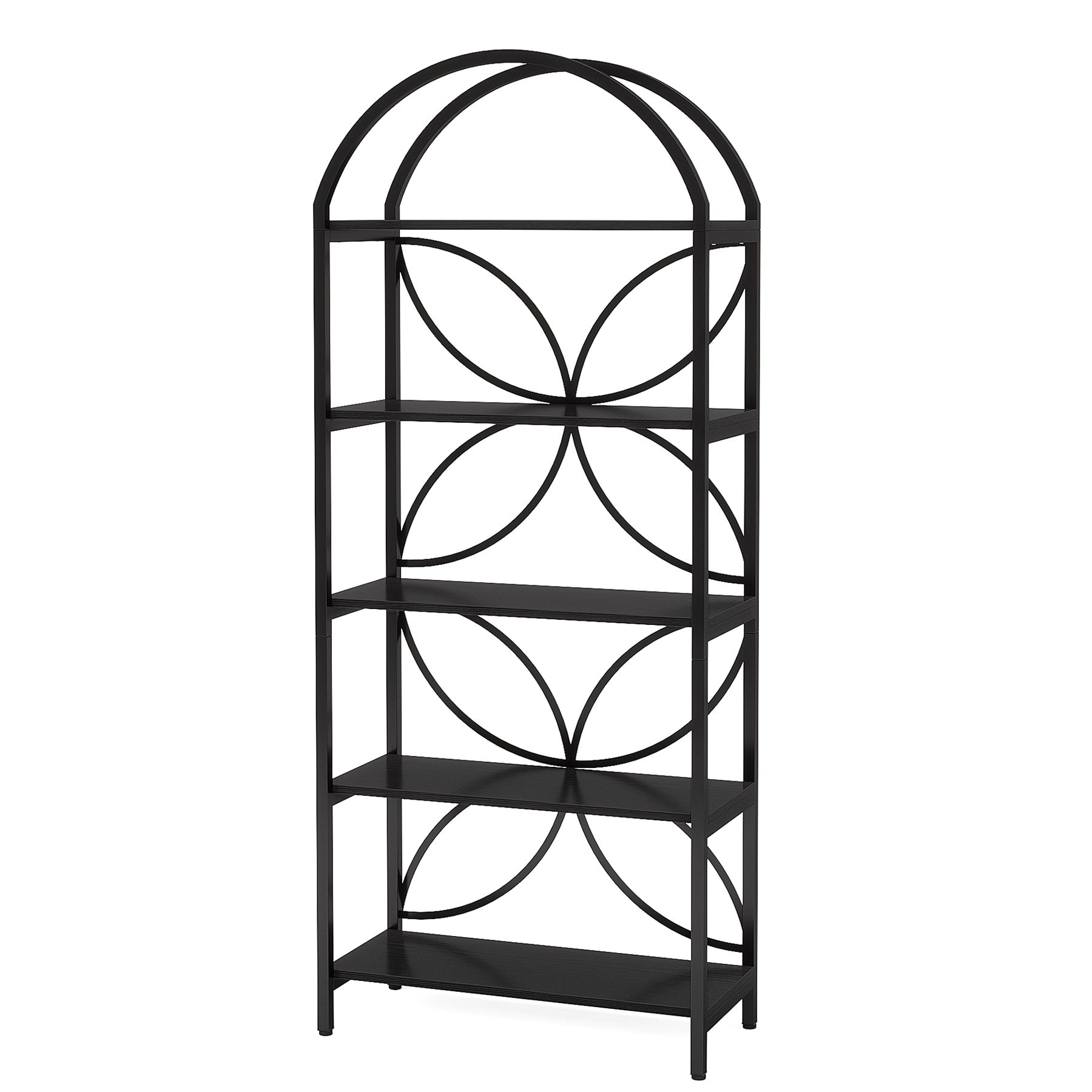 5-Tier Bookshelf, 190 cm Tall Arched Bookcase Display Rack