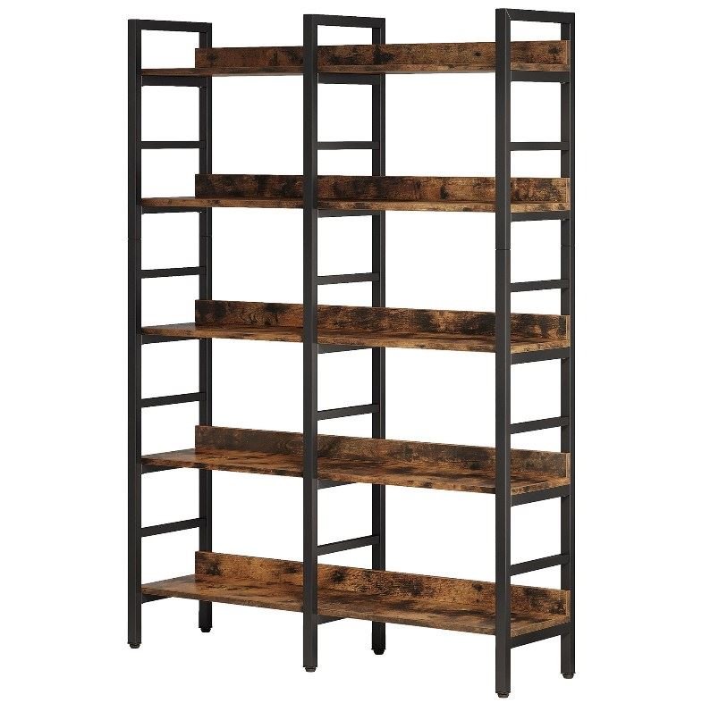 5-Tier Bookshelf, Double Wide Bookcase Storage Shelves Unit (cm)