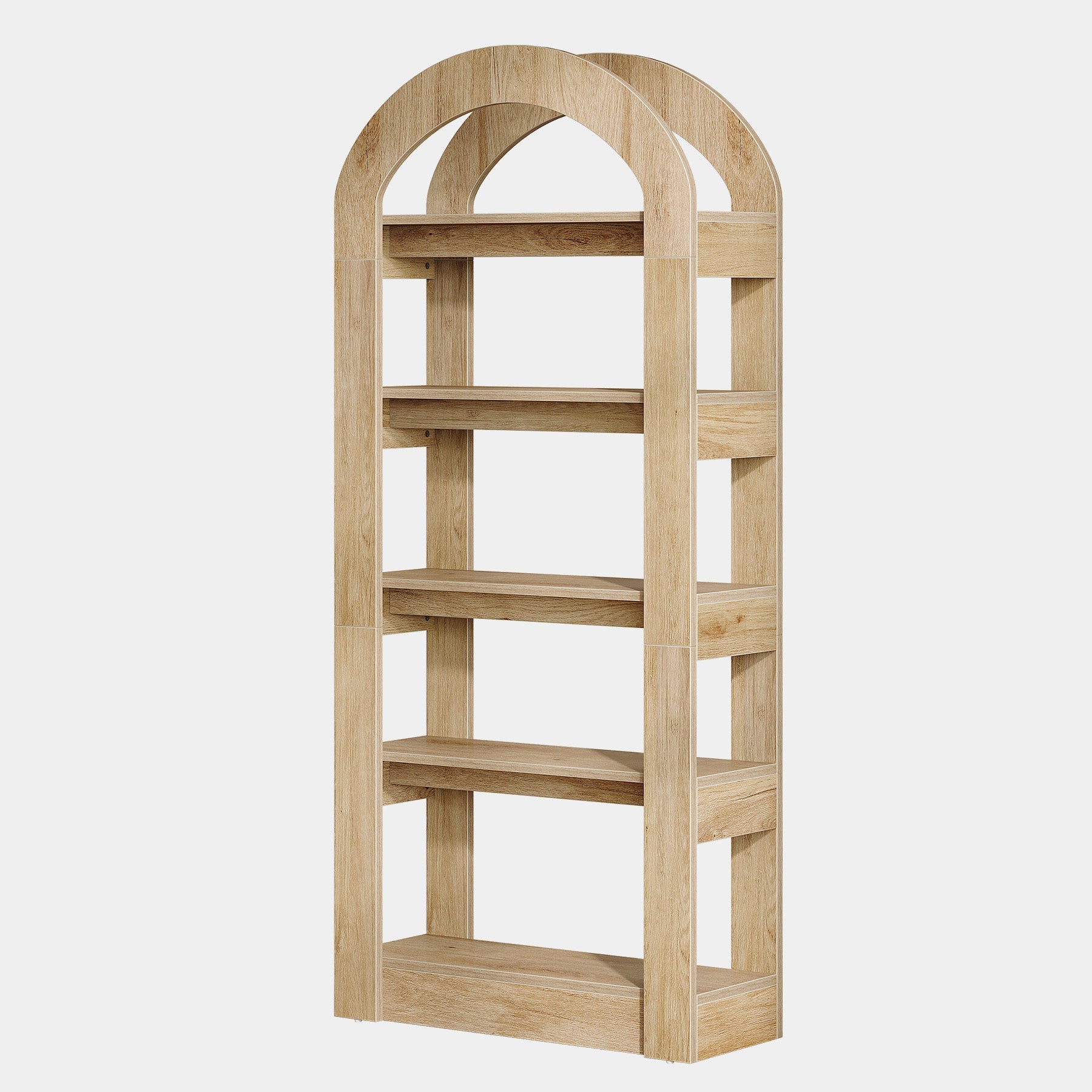 5-Tier Bookshelf, Wooden Bookcase Display Shelf with Arch-Shape (cm)