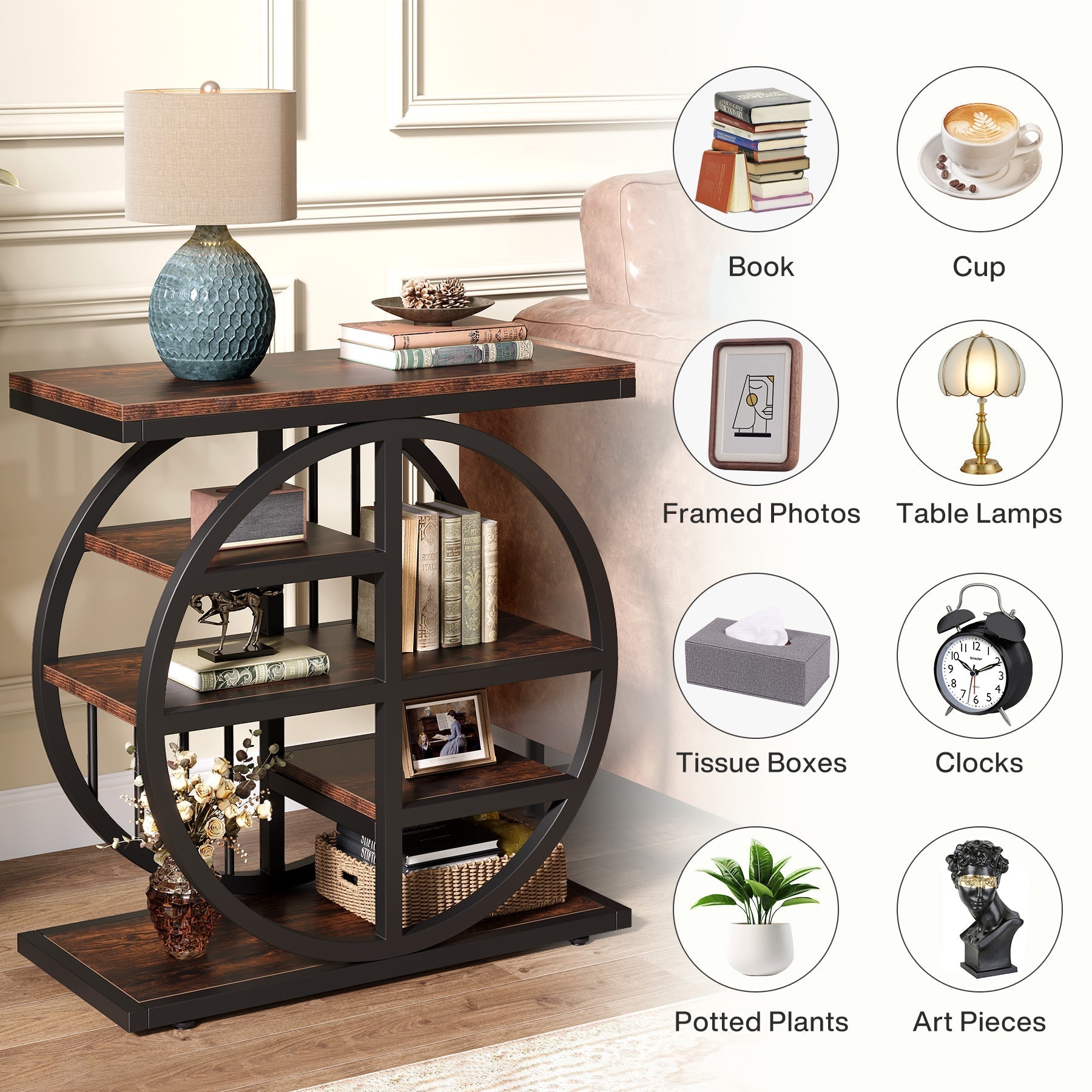 5-tier End Table, Side Table Accent Table With 5 Shelves