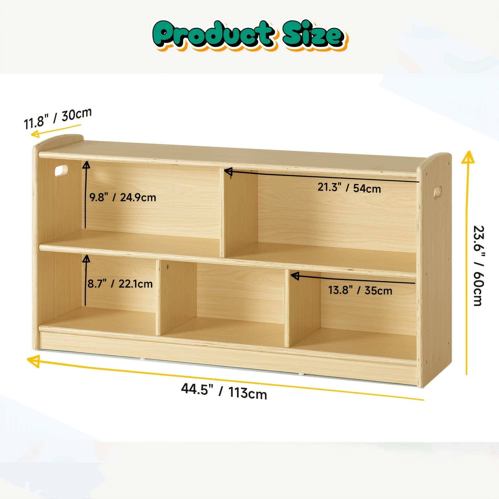 2-Tier Wood Bookshelf, 5 Cube Toy Storage Organizer, Small Bookcase For Bed Room, Living Room, Furniture Of Home, Christmas Goods, New Furniture For The New Year