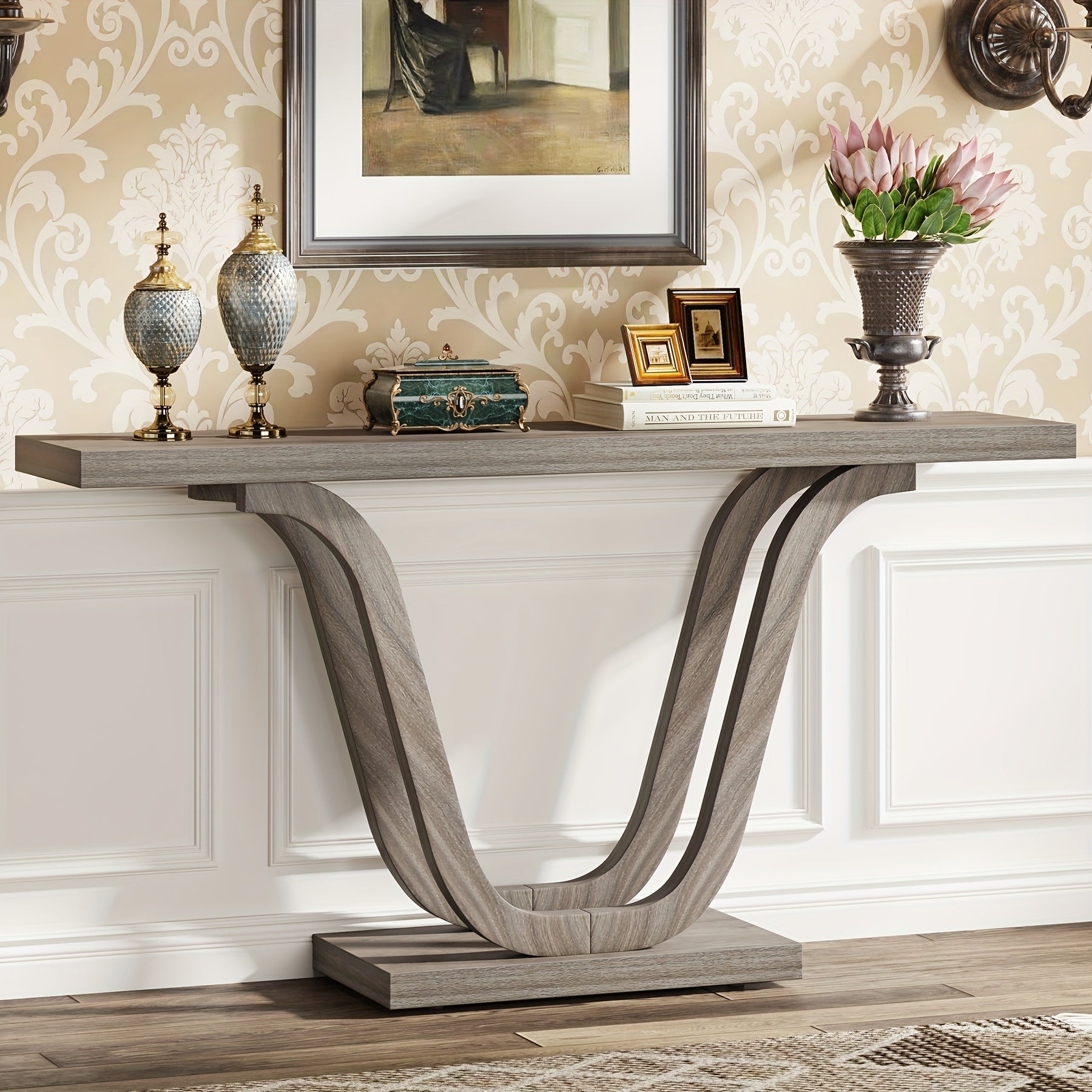 Farmhouse Console Table, 140 cm Sofa Table Entryway Table, Narrow Hallway Tables Foyer Tables for Entryway