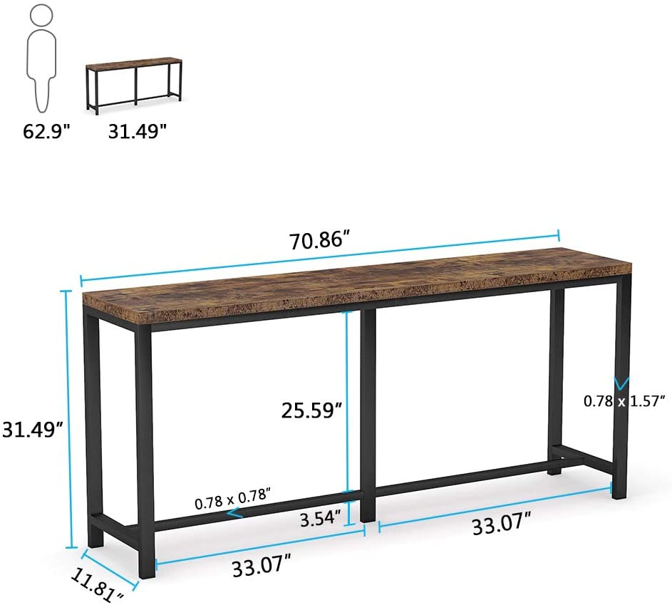 Narrow Console Table, 180 cm Extra Long Sofa Table Hallway Table