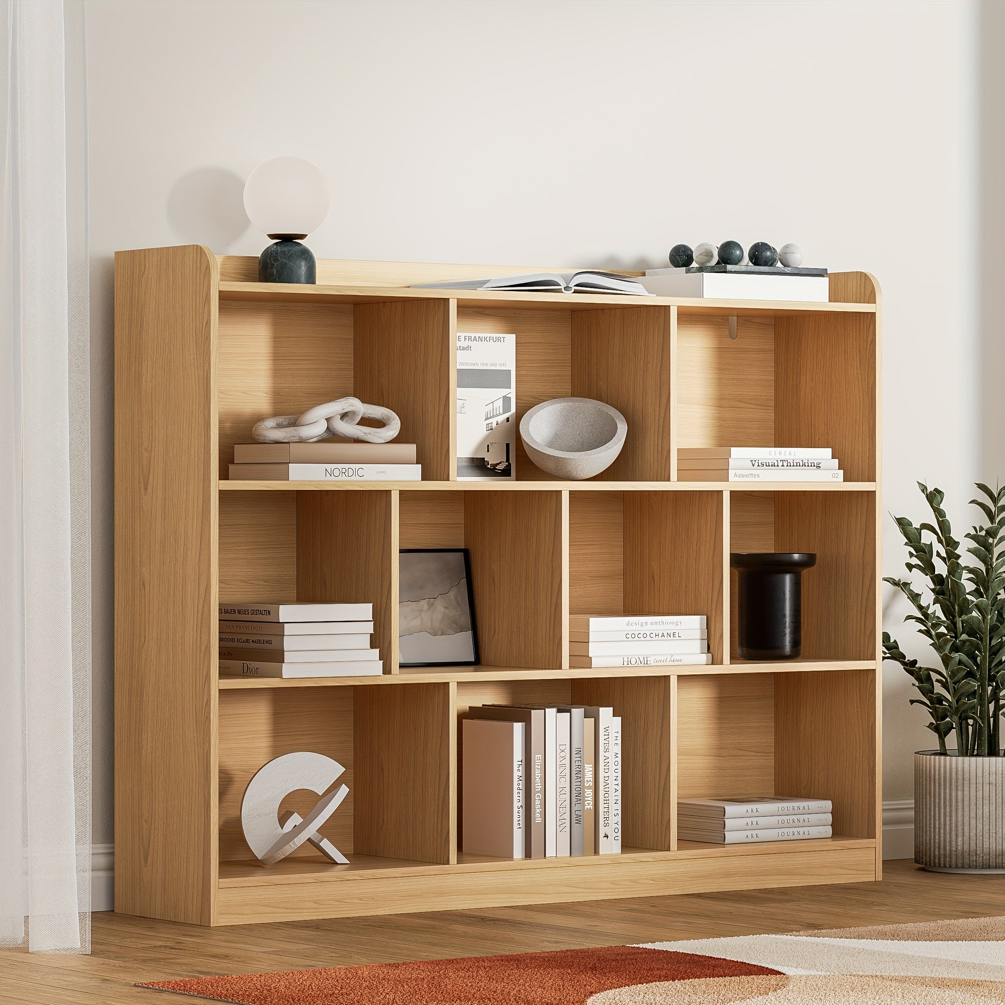 Cube Bookshelf, Bookshelf with 3 Open Shelves, 10 Cubes Minimalist Storage Rack, Suitable for Living Room, Office