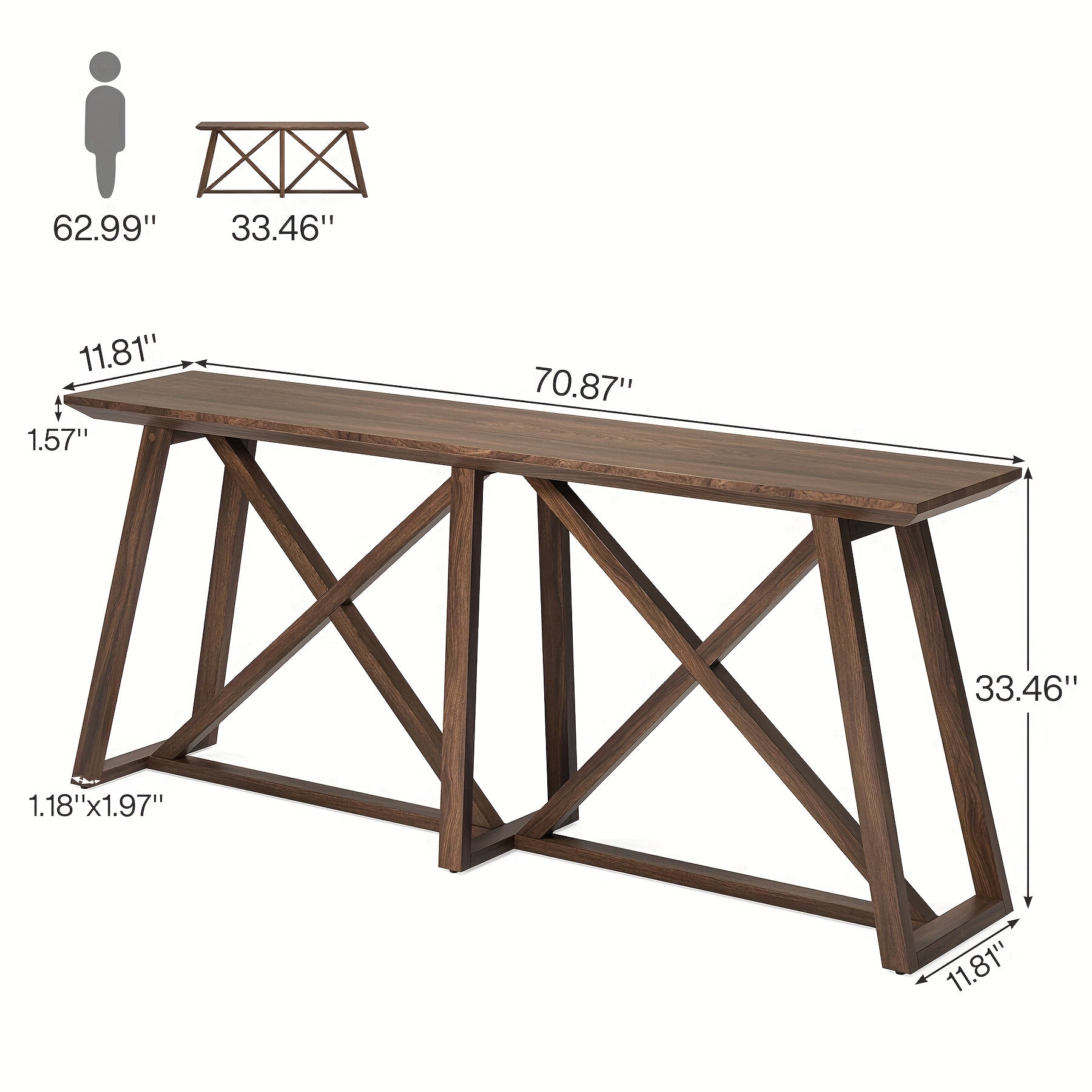 Farmhouse Console Table For Entryway: 180 cm Extra Long Entryway Table, Narrow Wooden Sofa Table Behind Couch For Hallway, Entrance, Foyer, Living Room, Rustic Brown, Halloween Decor, Autumn, Thanksgiving