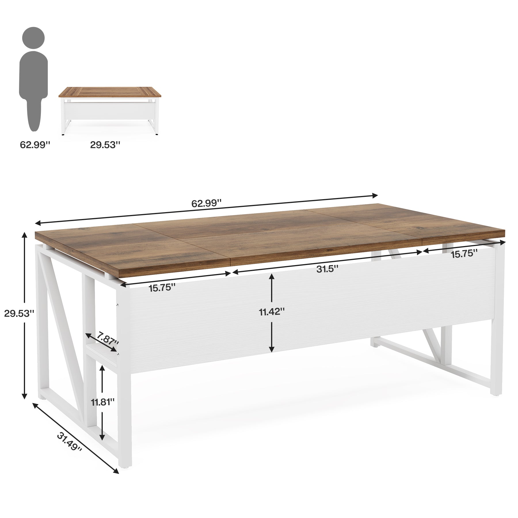 140 cm / 160 cm Computer Desk Writing Table with Bottom Storage Shelf