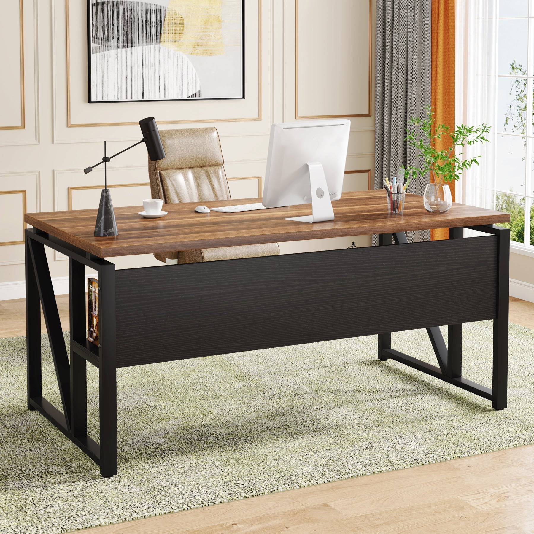 140 cm / 160 cm Computer Desk Writing Table with Bottom Storage Shelf