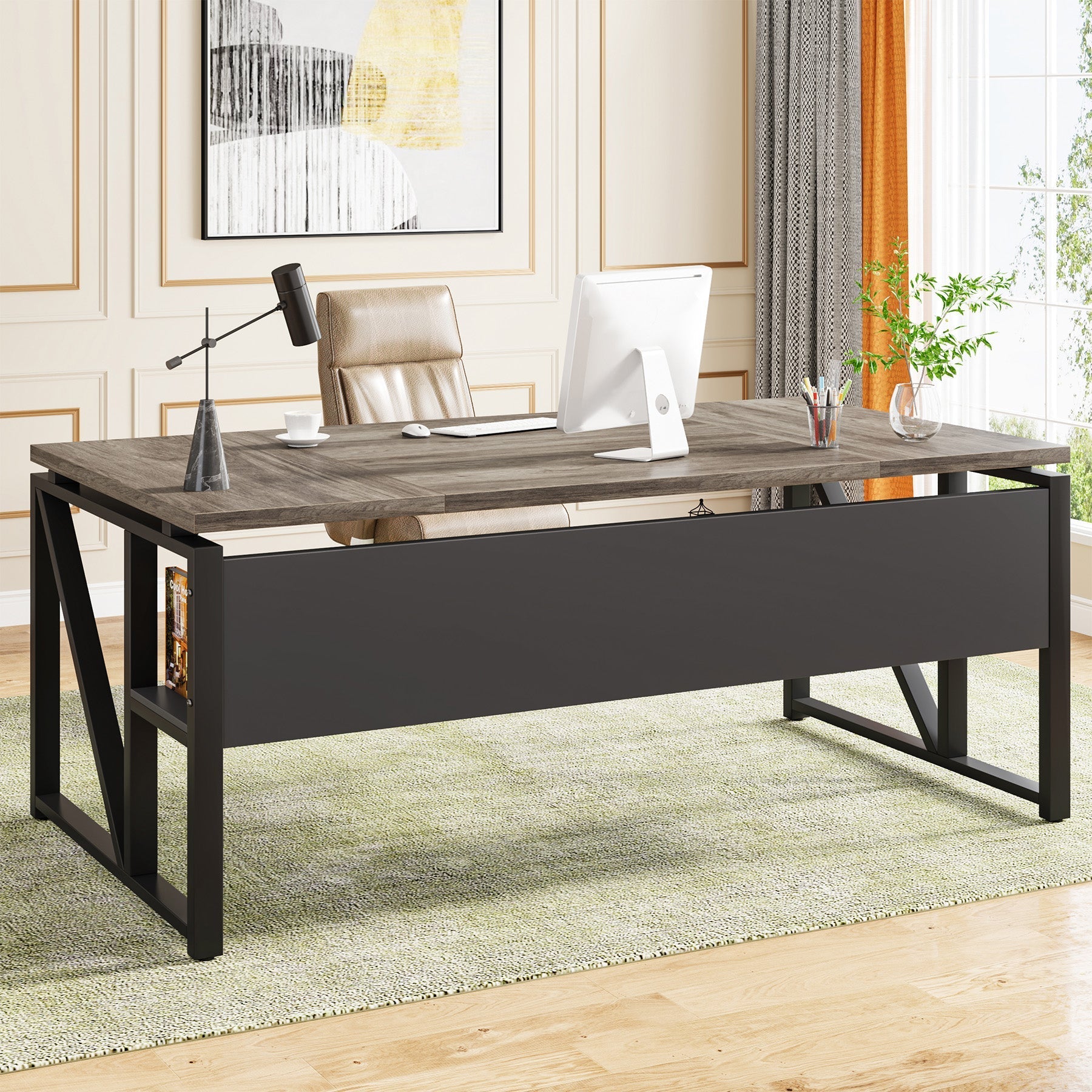 140 cm / 160 cm Computer Desk Writing Table with Bottom Storage Shelf