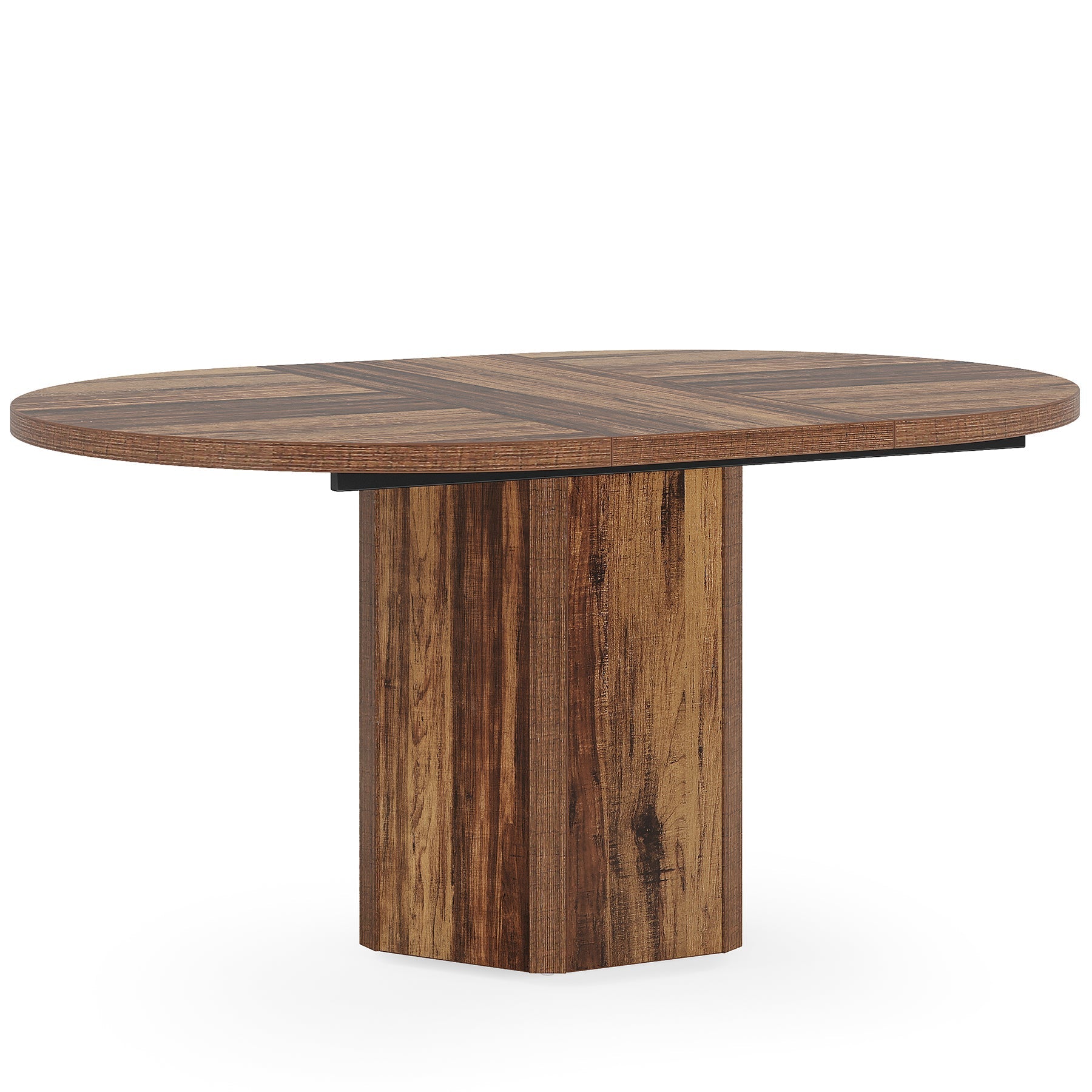 140 cm Conference Table, Oval Rustic Meeting Table for 6 People