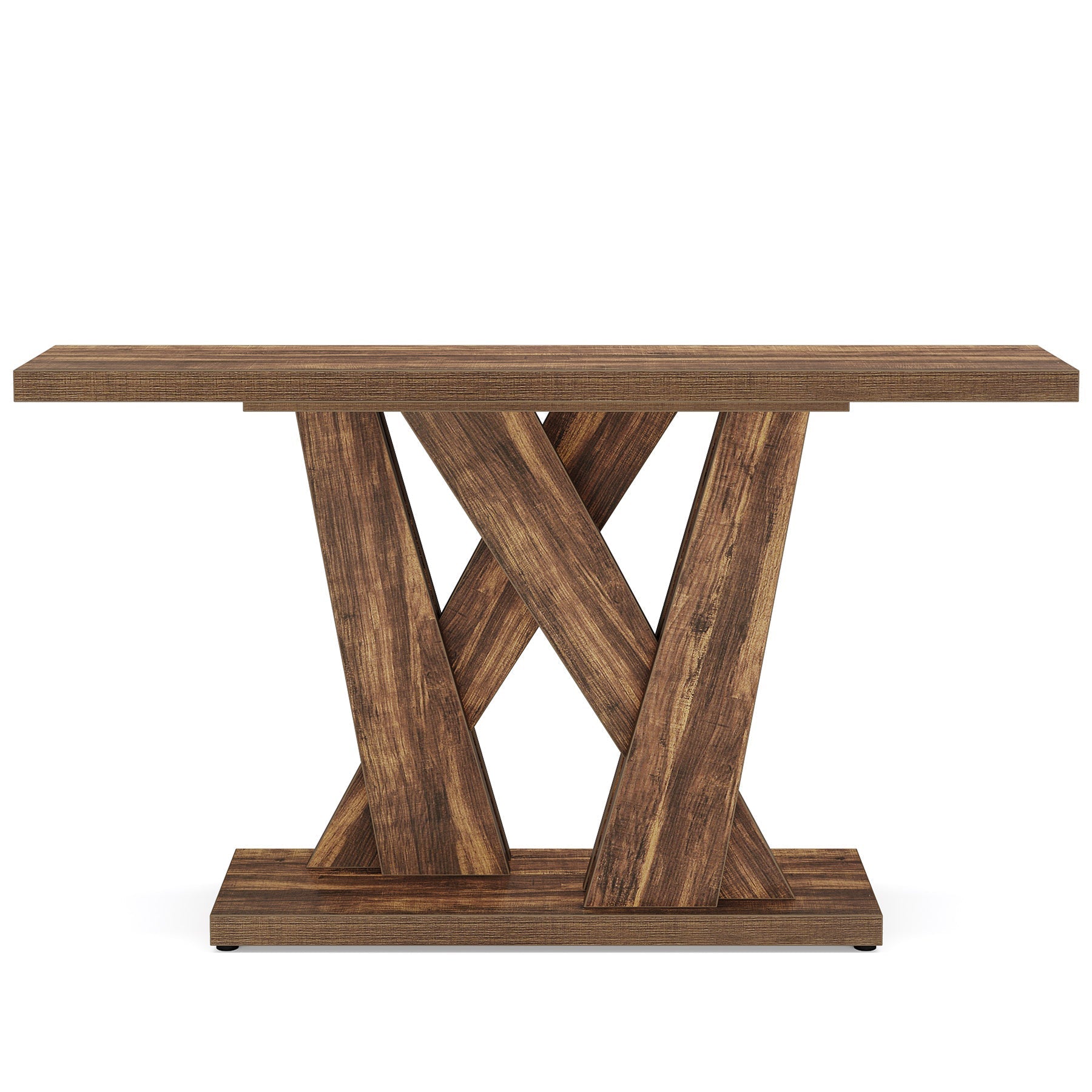 140 cm Console Table, Farmhouse Entryway Table with Geometric Base