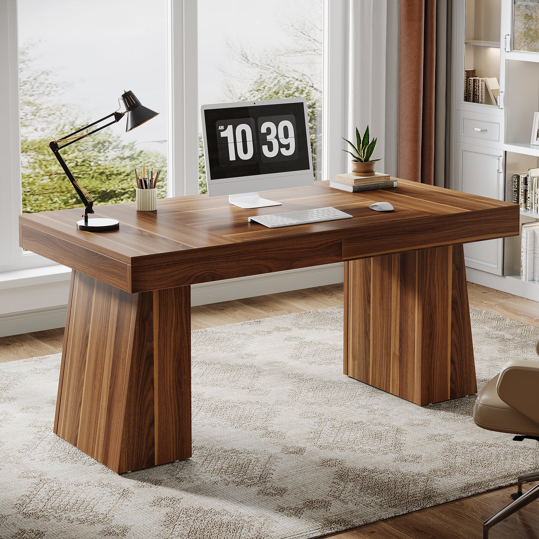 140 cm Executive Desk, Modern Wood Computer Desk Workstation