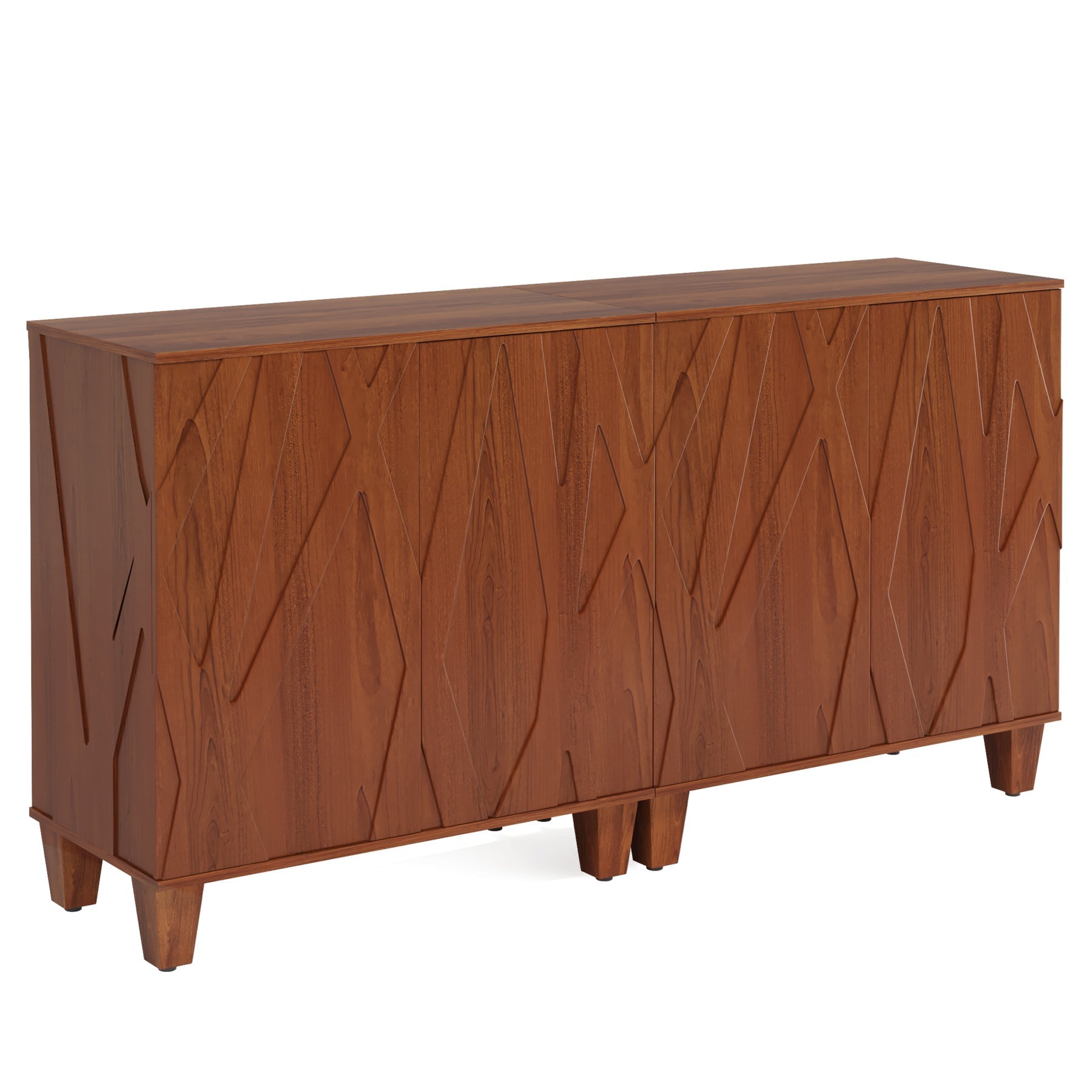 140 cm Sideboard Buffet Storage Credenza Cabinet with Solid Wood Legs