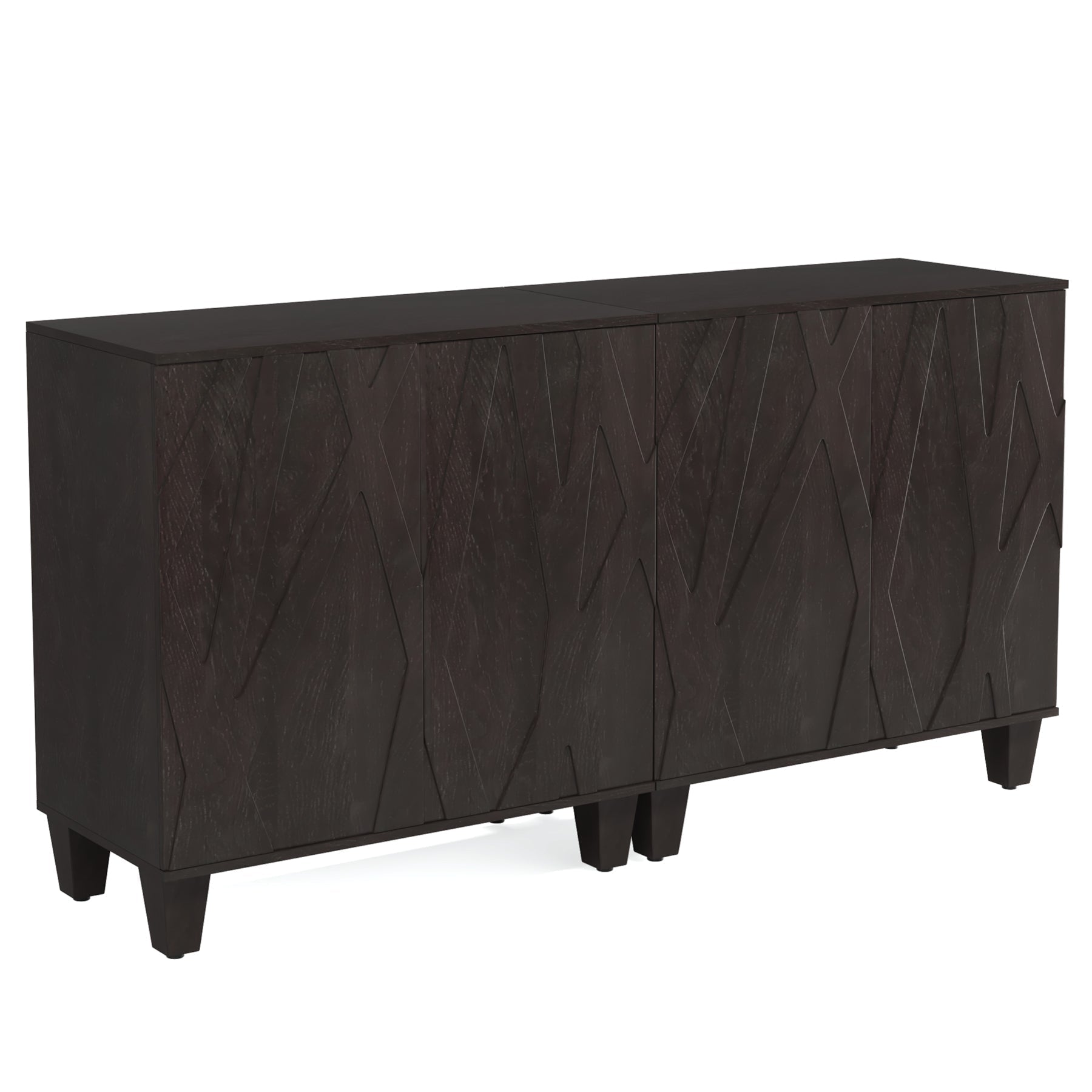 140 cm Sideboard Buffet Storage Credenza Cabinet with Solid Wood Legs