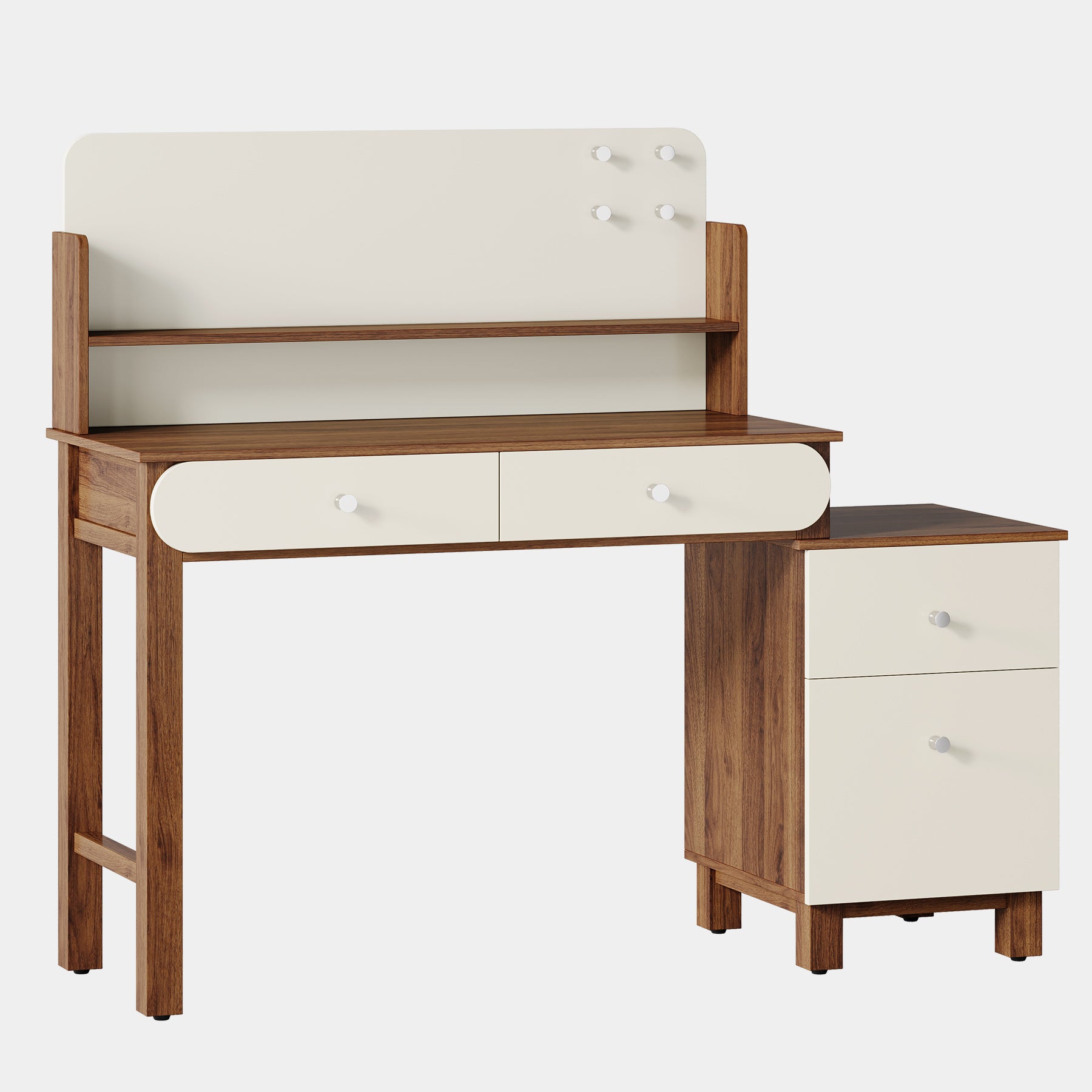 142 cm Computer Desk, Home Office Desk Study Table with File Drawers