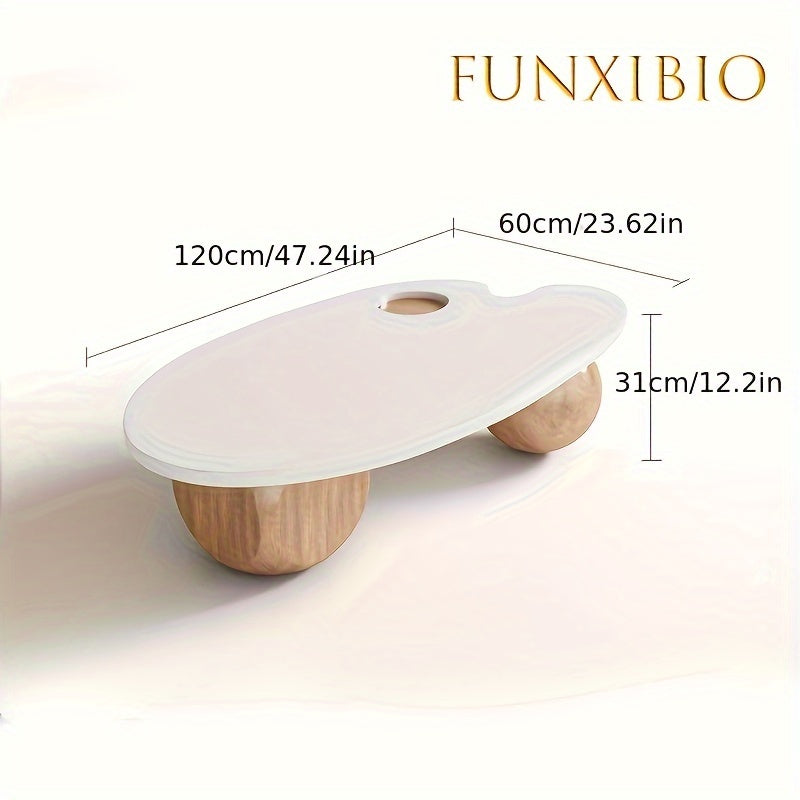 Coffee Table, 1 Piece, Unique, Modern, Solid Wood Base, Suitable For: Living Room, Bedroom, Office, Tea Cups, Coffee Bar Accessories, 1 Item Or Less, My Pending Delivery Items, White