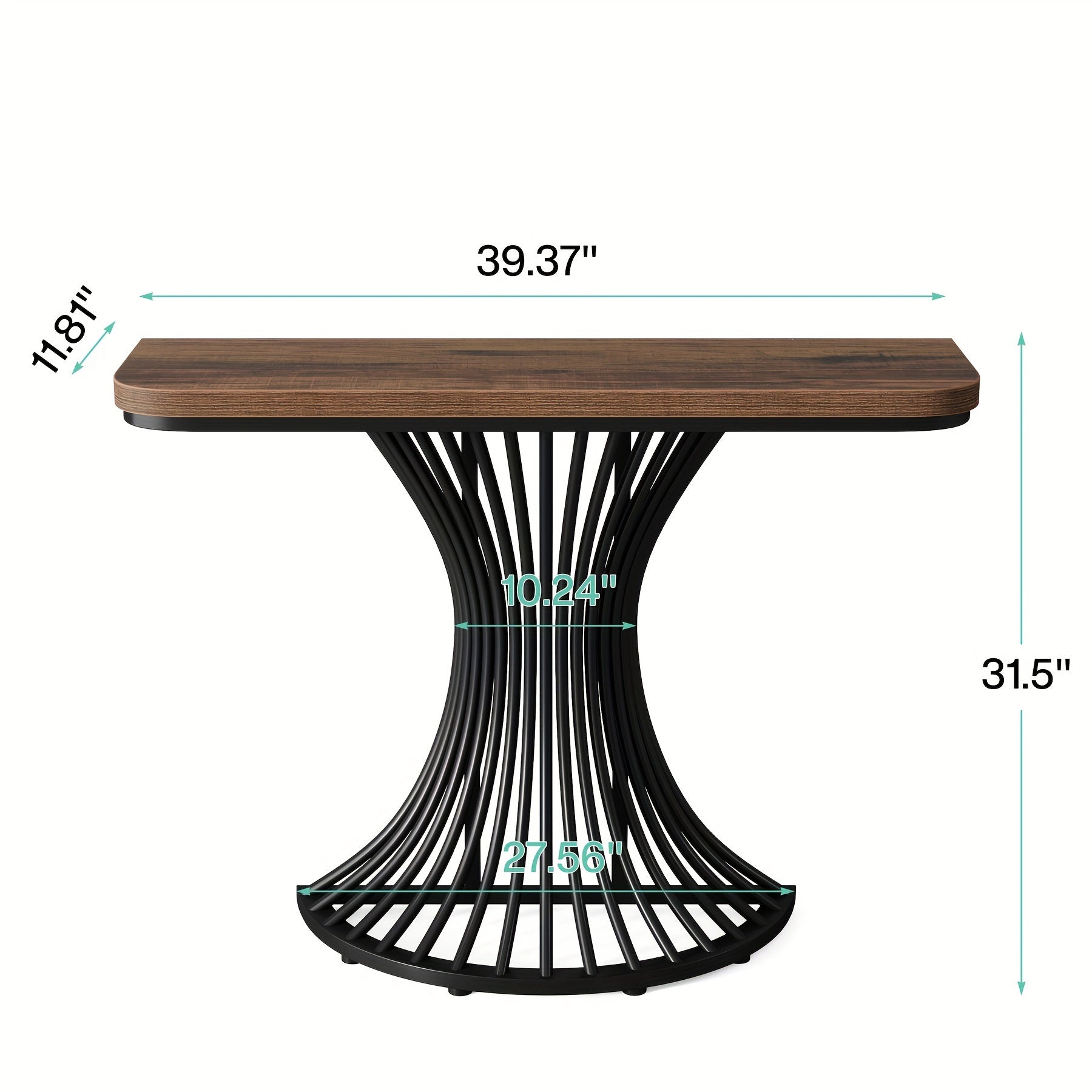 Console Table, 100 cm Entryway Table, Farmhouse Hallway Table with Geometric Base, Wooden Accent Sofa Table, Entrance Table for Entryway Foyer Living Room