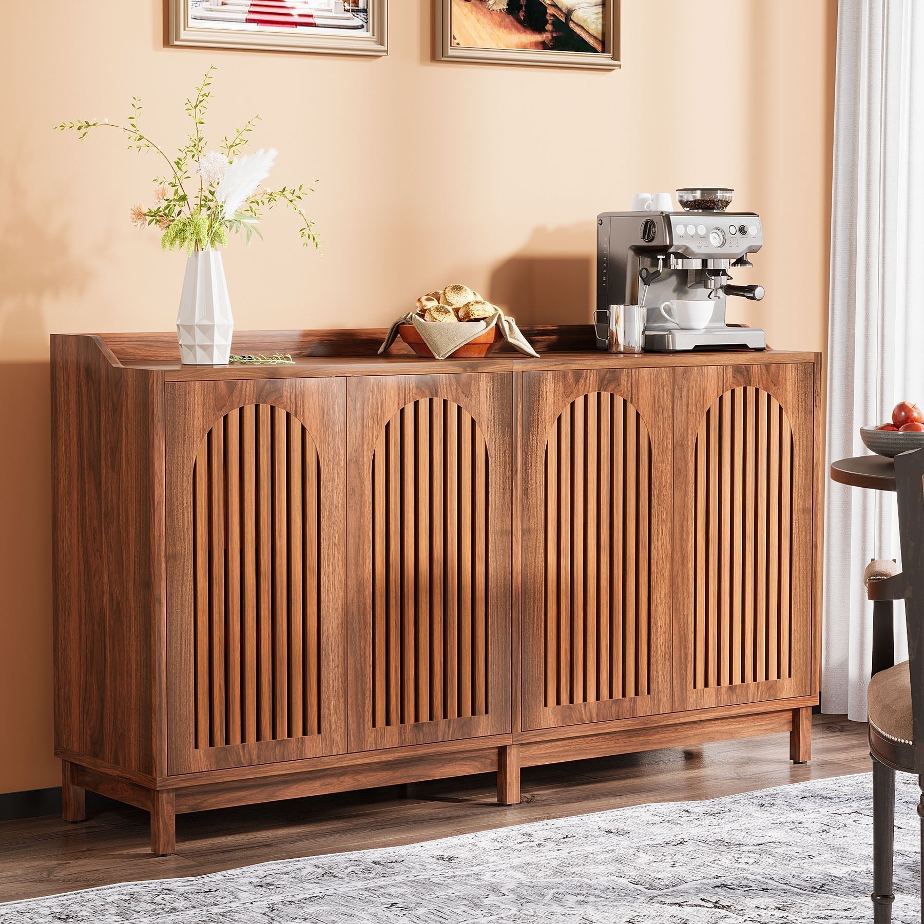 145 cm Sideboard Buffet, Farmhouse Storage Cabinet with Adjustable Shelf