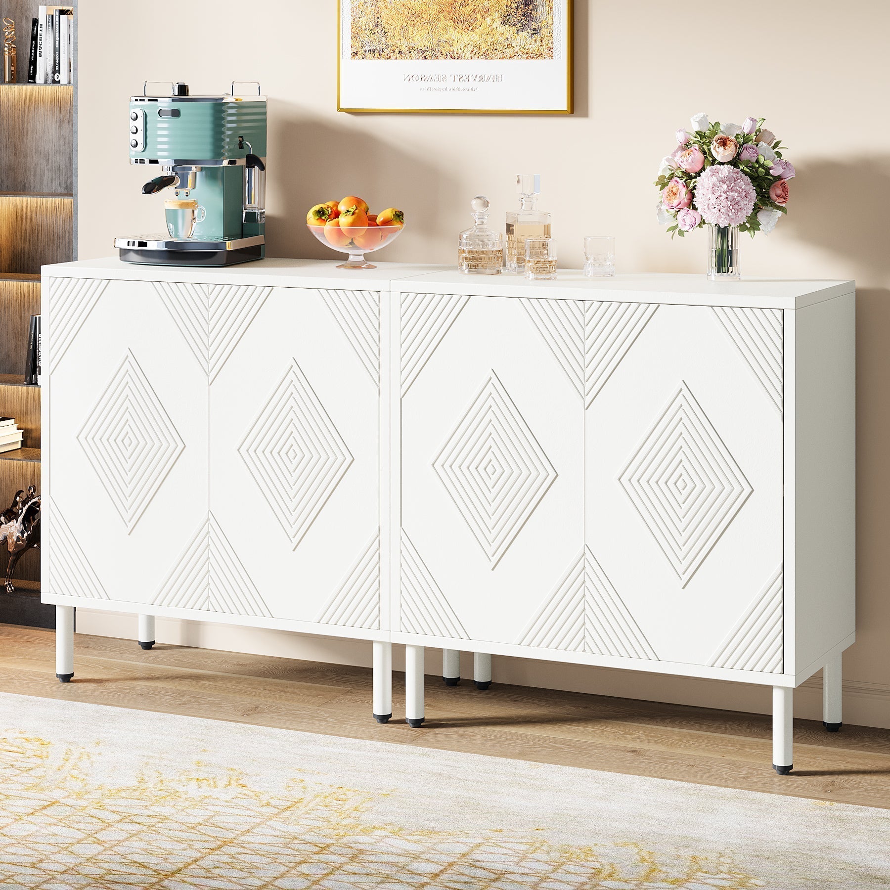 145 cm Sideboard Buffet, Storage Buffet Cabinet with Adjustable Shelves