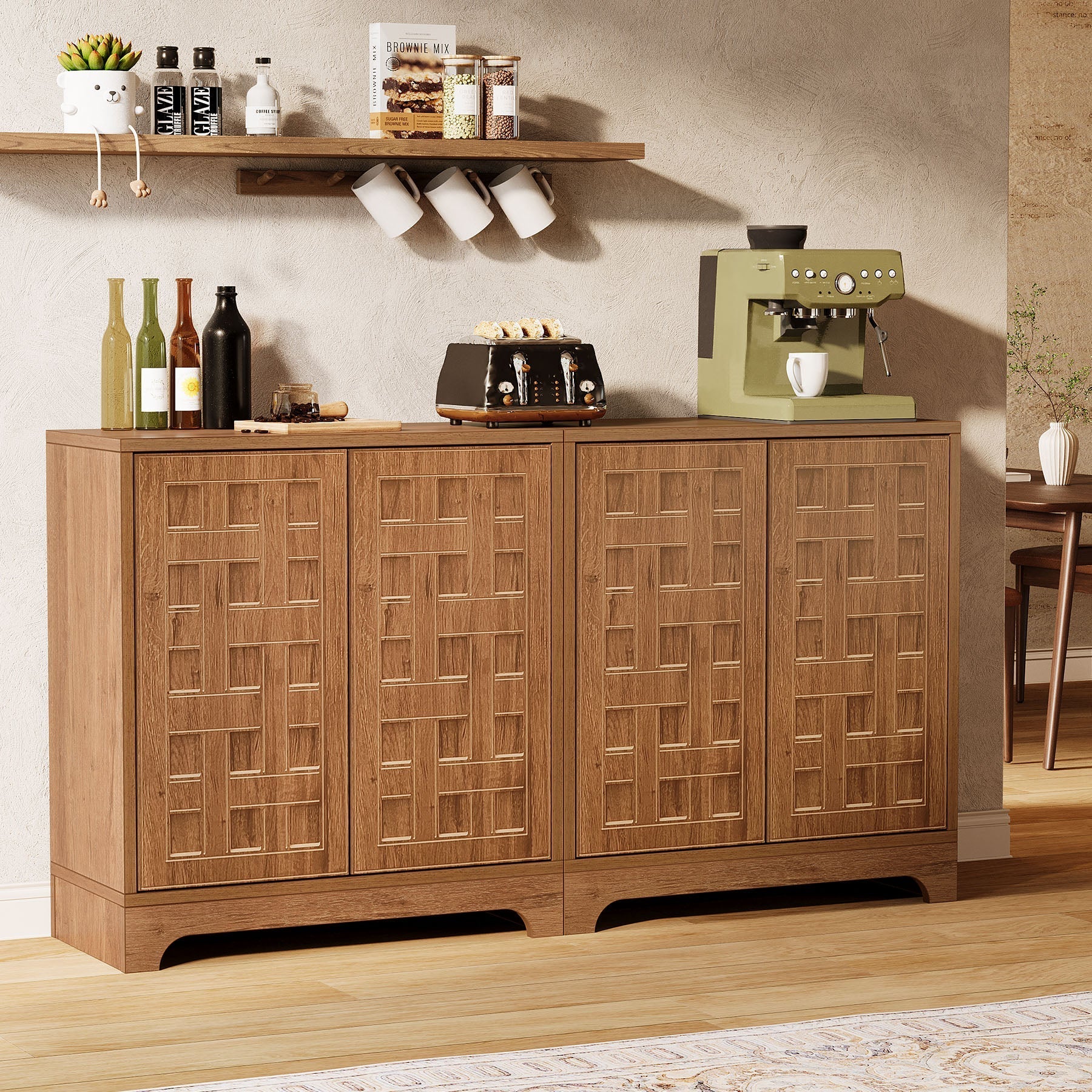 146.05 cm Set of 2 Sideboard Buffet, Storage Cabinet Credenza with Doors