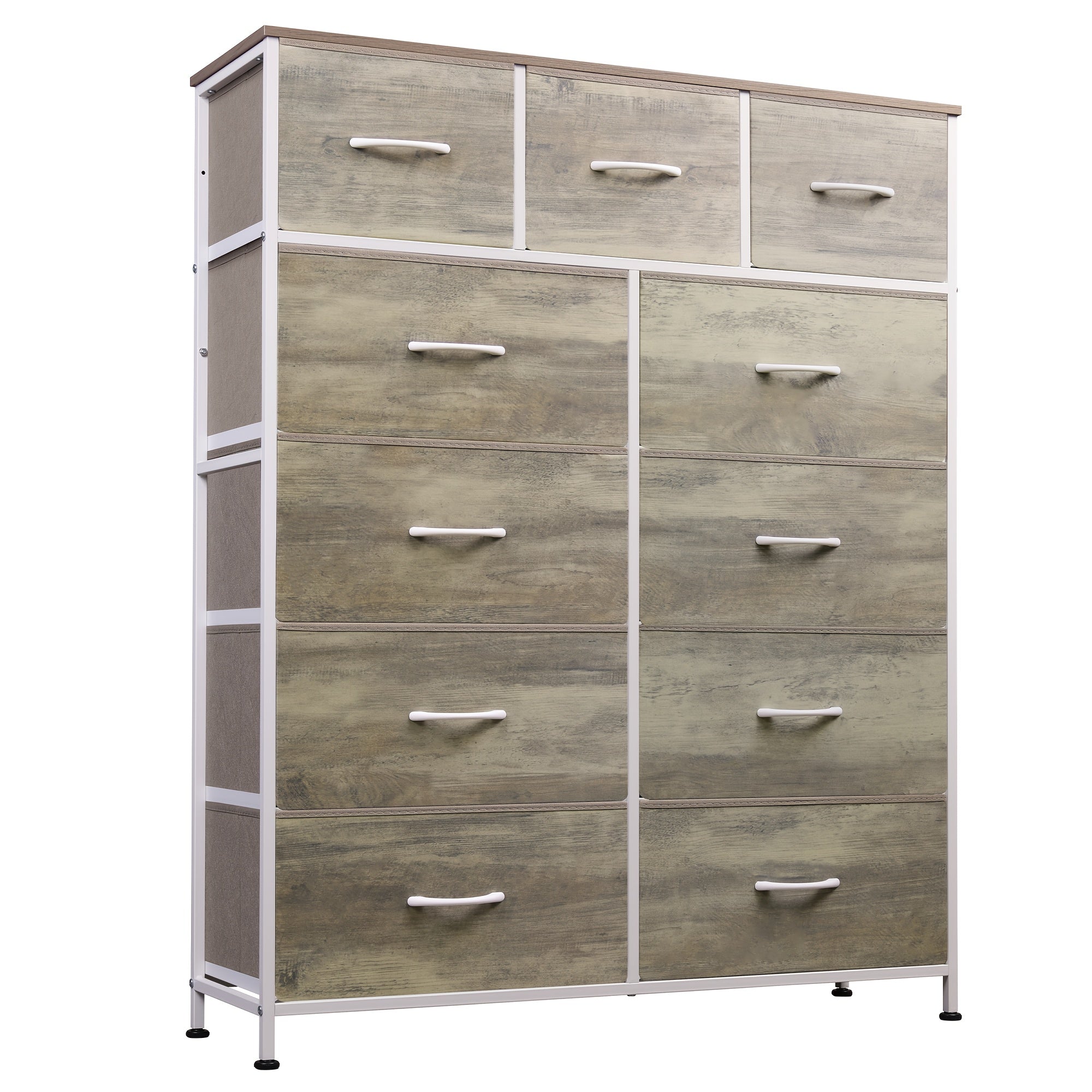 Tall Dresser for Bedroom, Fabric Dresser Storage Tower, Dresser & Chest of Drawers Organizer Unit with 11 Drawers, Storage Cabinet, Hallway, Closets, Steel Frame, Wood Top