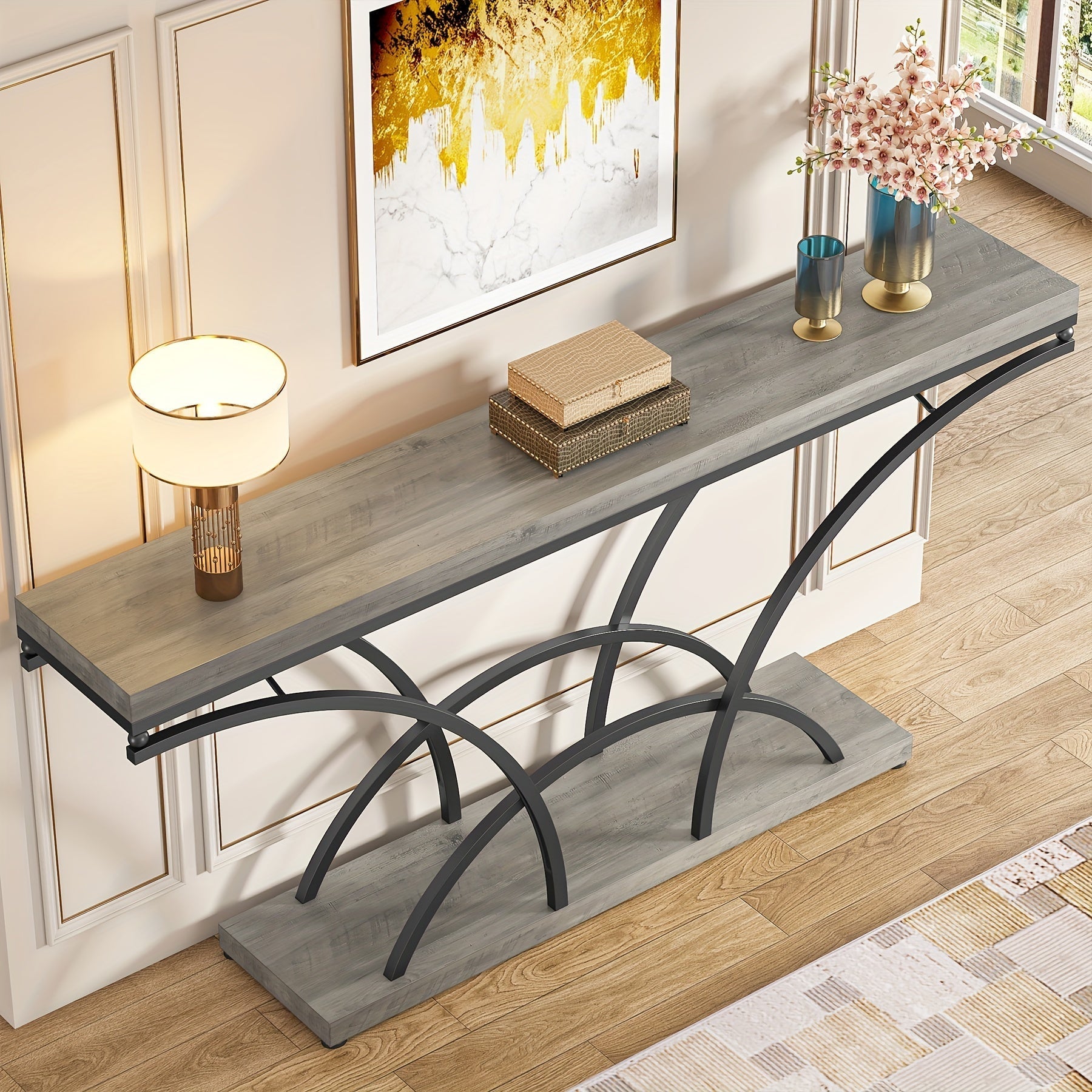 Console Sofa Table with Half-Moon Legs, Modern Accent Tables for Entryway, Living Room (Dimensions in cm)