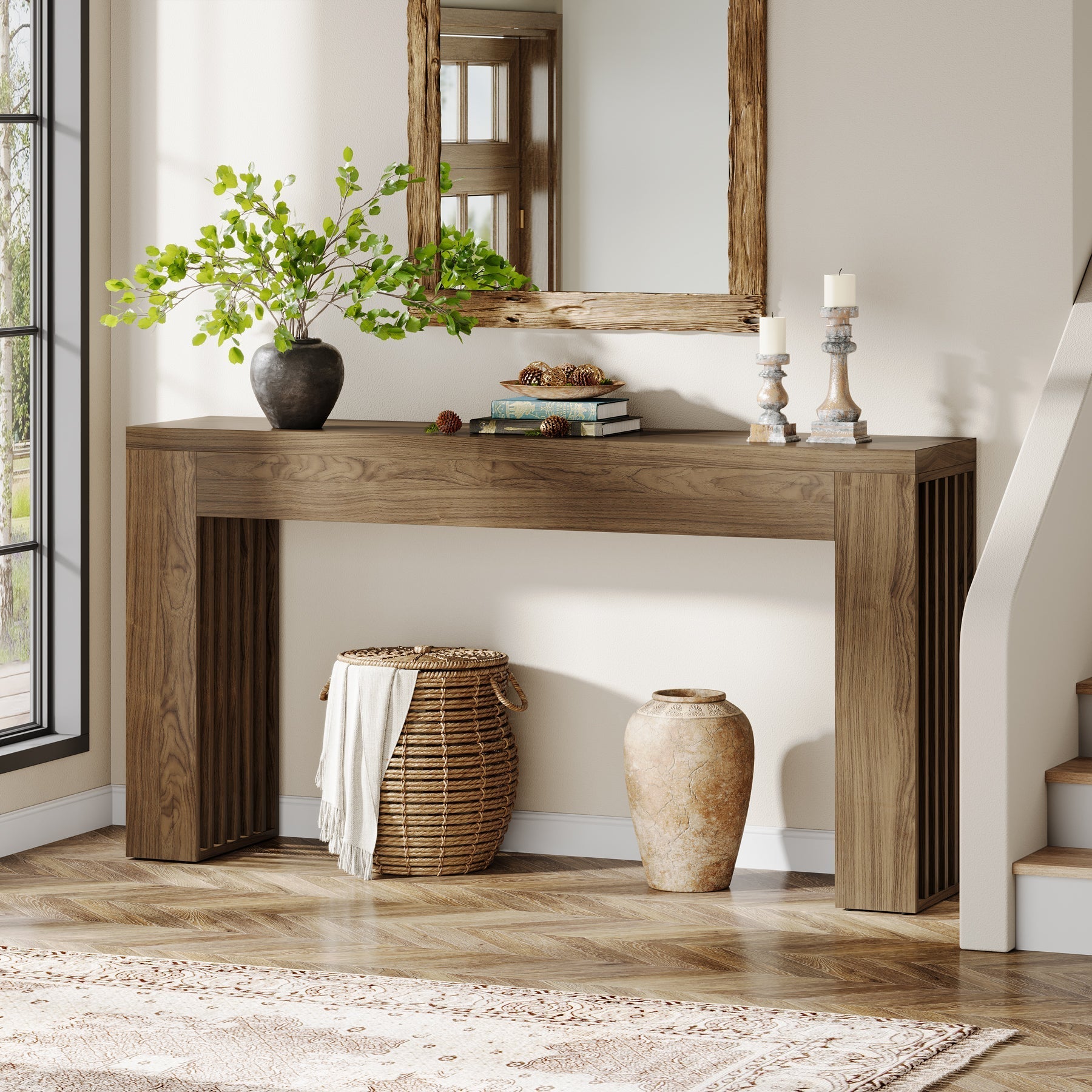 150 cm Console Table, Wooden Sofa Table Behind The Couch Hallway Table