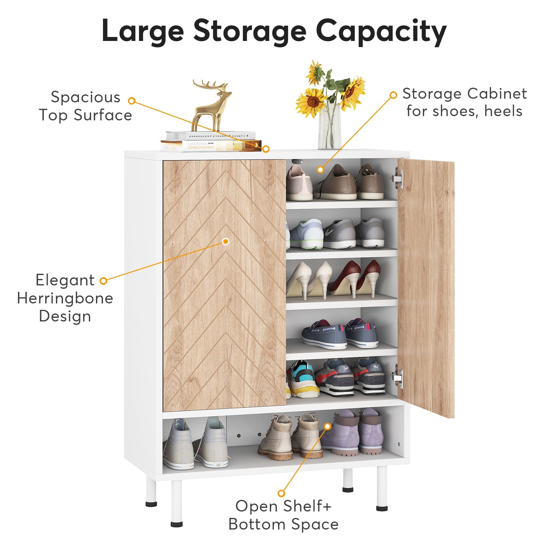 45.7 cm Shoe Cabinet, 6-Tier Shoe Rack Organizer Cabinet with Door