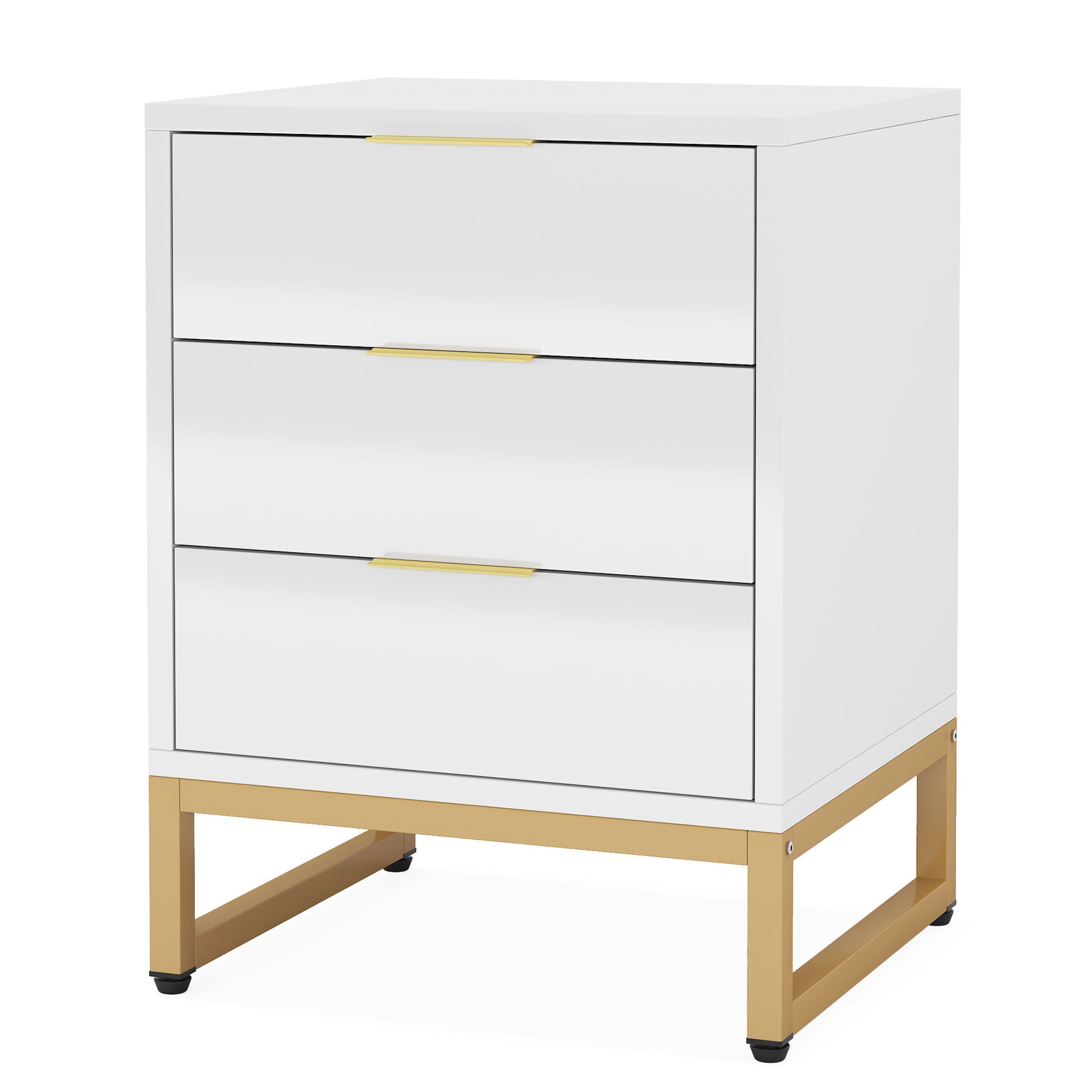 3-Drawer Nightstand, Modern Bedside End Table with Metal Frame (76.2 cm)