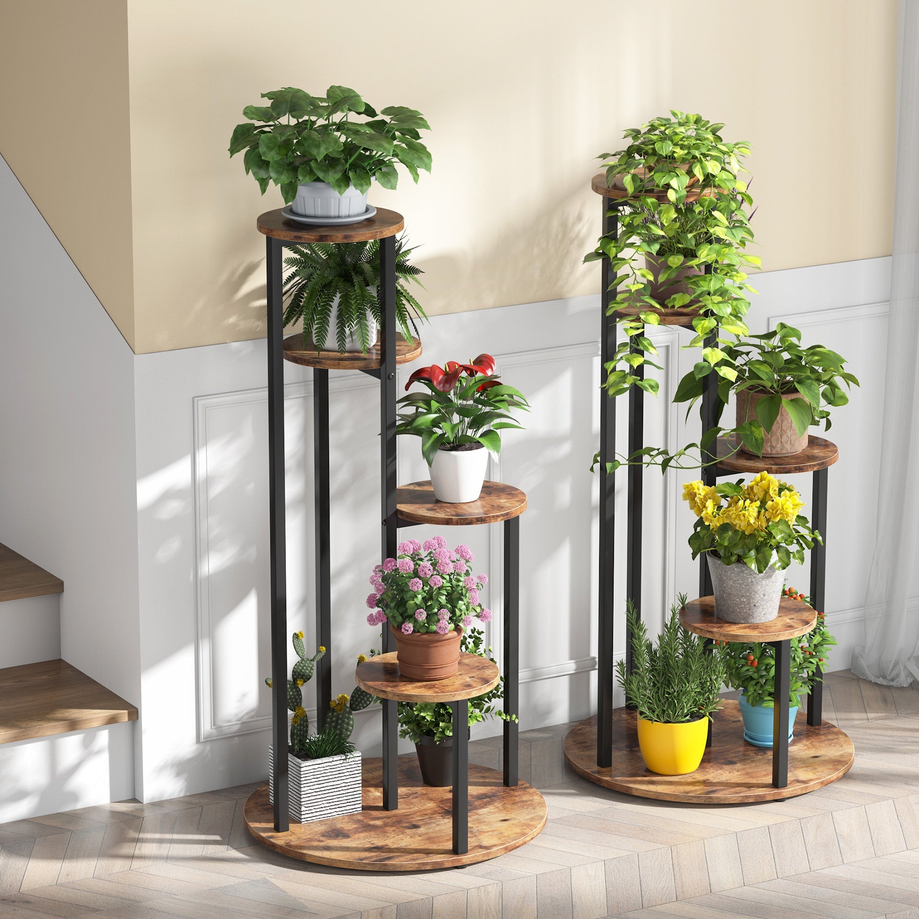 4-Tier Plant Stand, Multiple Potted Plants Holder Corner Flower Shelf (Approx. 102 cm)