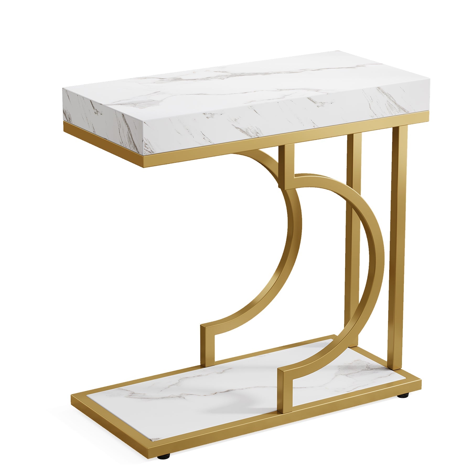 Narrow C Table, Modern End Table Bedside Table with Metal Frame