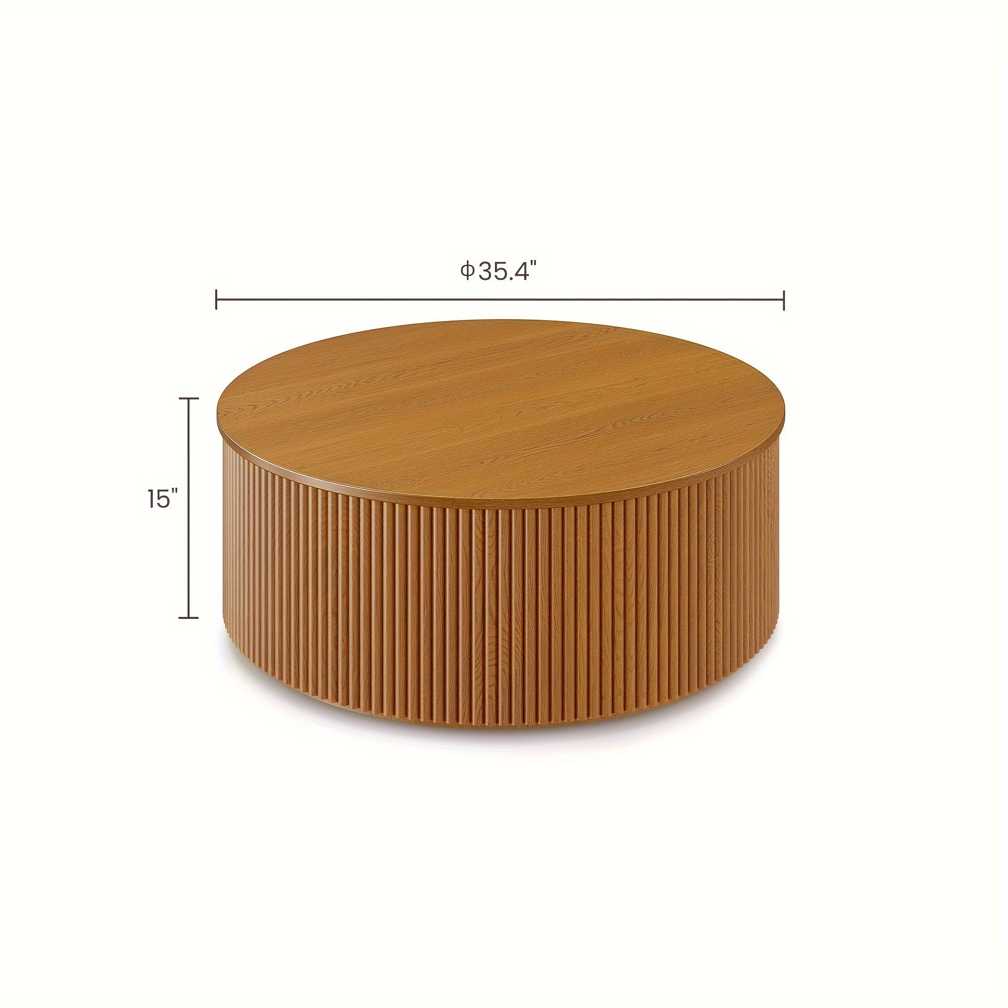 Round Lift Top Coffee Table Wooden Walnut With Hidden Storage Space For Living Room