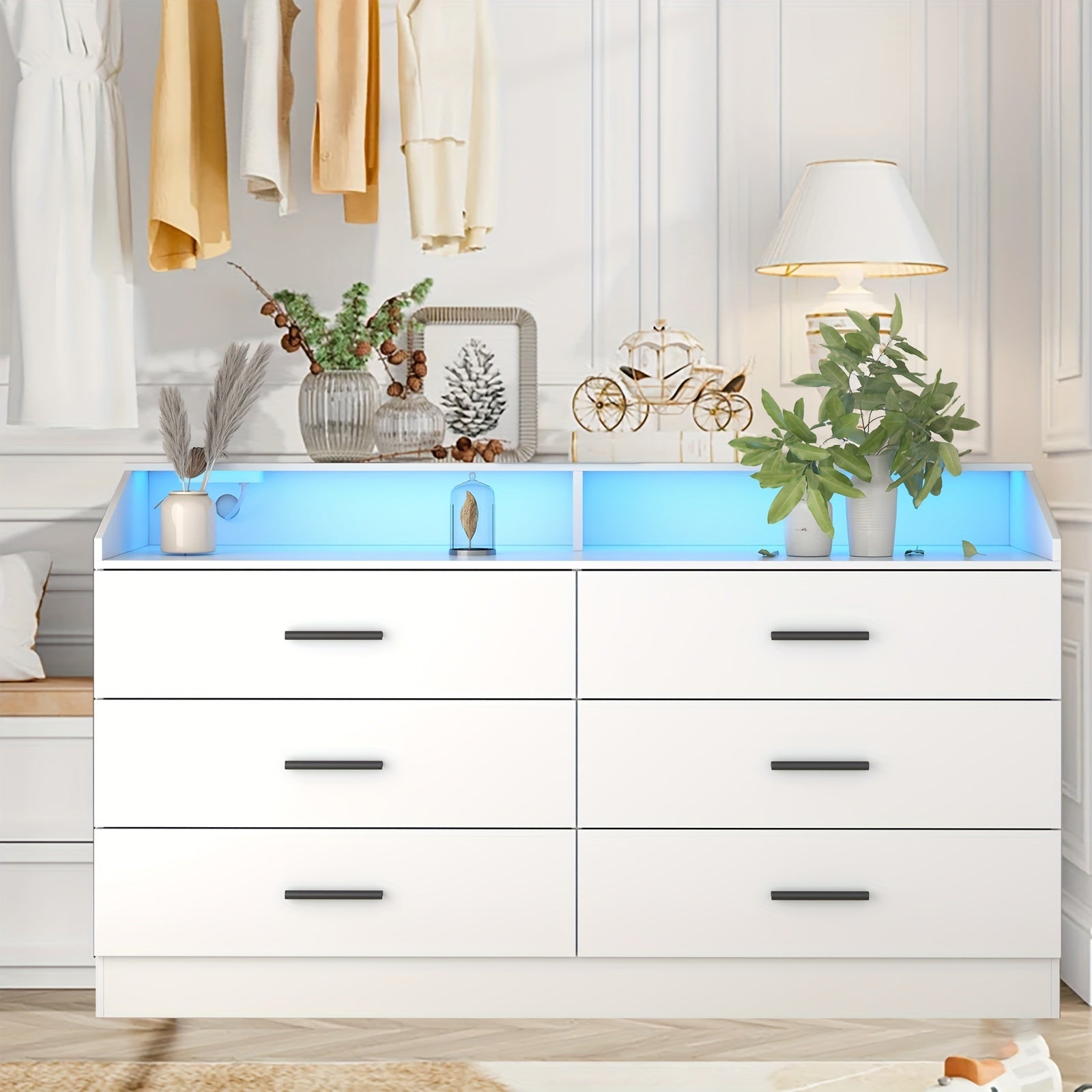 White/ Black Dresser For Bedroom, 9 Drawers Dresser With Power Outlet, Chest Of Drawers For Closet, Modern Dresser With Open Storage Cubby, Drawer Dresser Organizer For Bedroom, Living Room, Entryway, Hallway