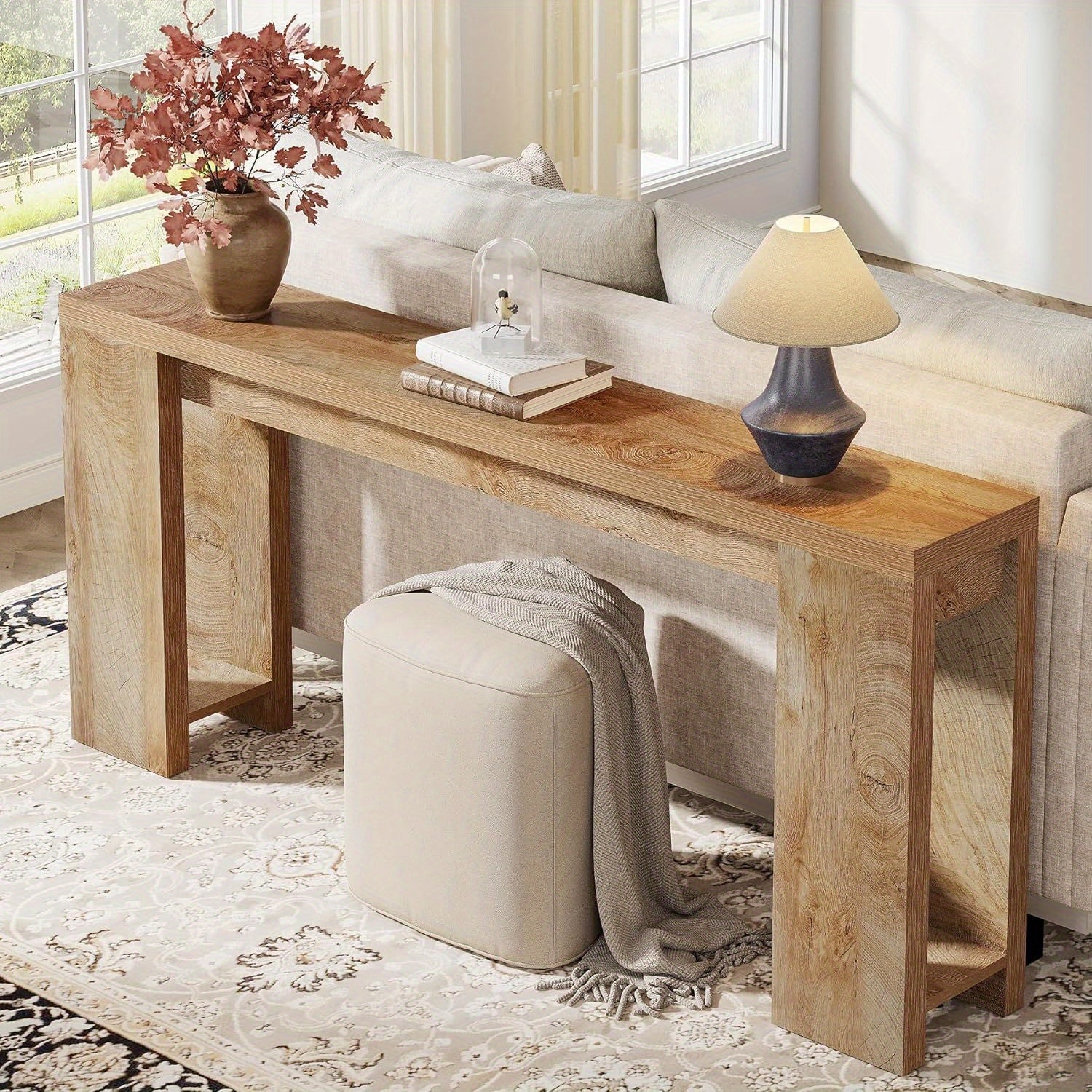 Farmhouse Console Table, 180 cm Extra Long Console Table, Wood Sofa Table Behind Couch, Narrow Entryway Accent Table for Living Room, Hallway, Entrance, Foyer, Easy Assembly Unique Design Furniture, Christmas Home Décor