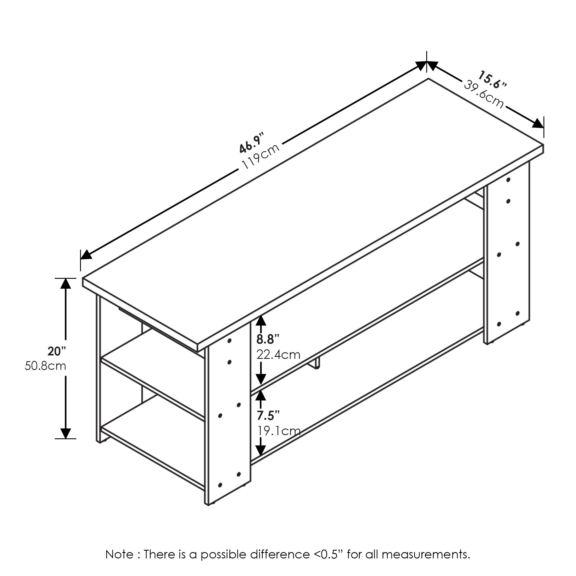 TV Stand Up To 55-Inch, Sleek Media Console with Elevated Risers