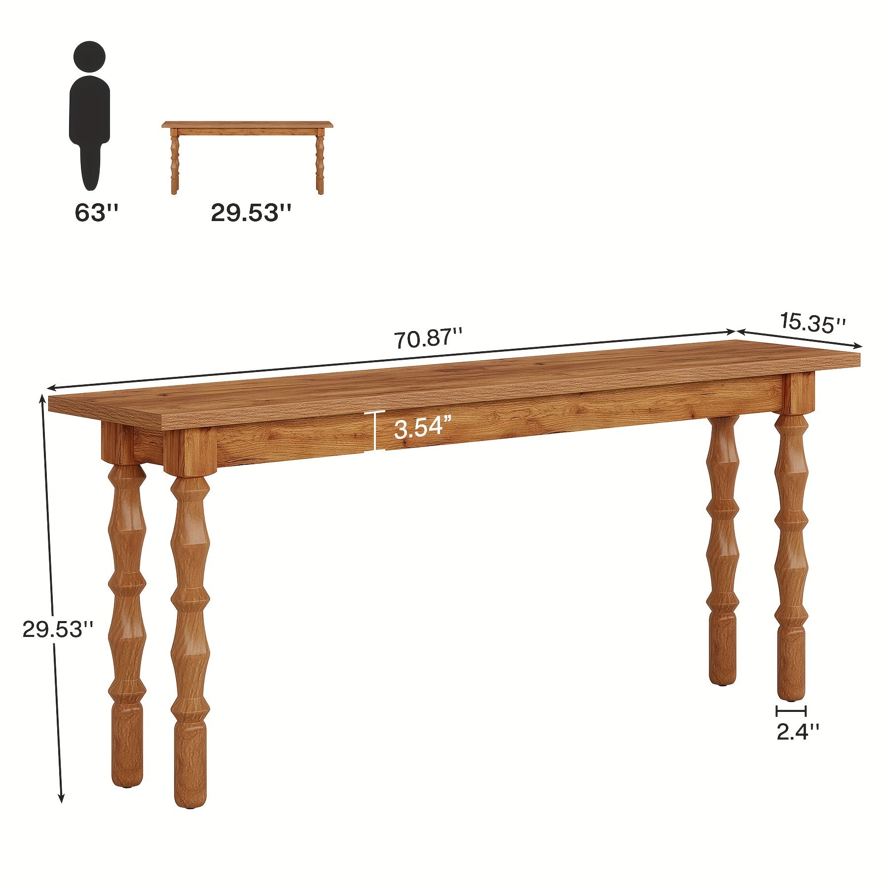 180-Cm Extended Length Entryway Console Table, Slim Sofa Table with Solid Wood Legs, Ideal for Living Room, Foyer, Hallway, or Entrance, Desk & Drawer Organizer for Home Storage