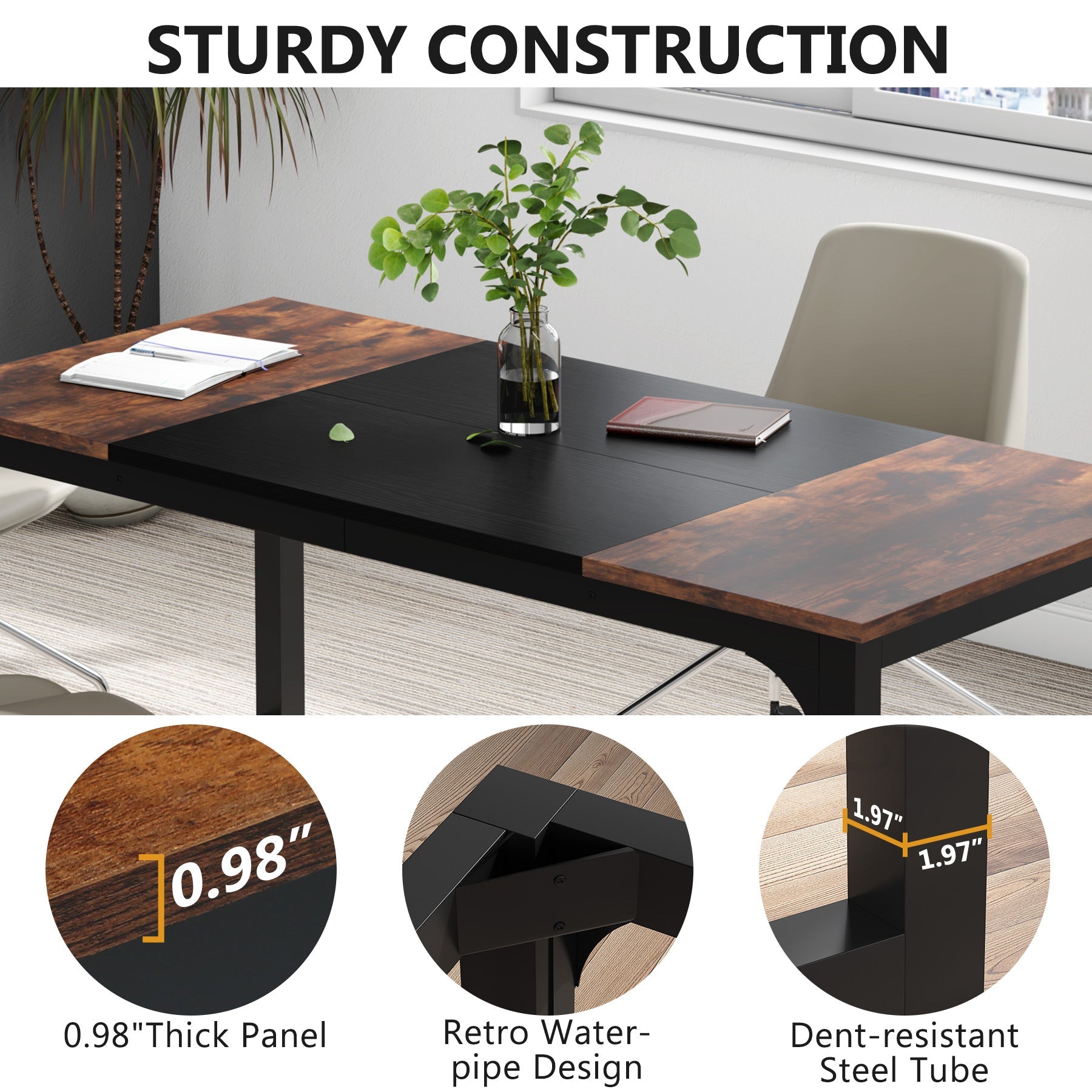 Simple Conference Table, Rectangular Meeting Table Computer Desk (Dimensions in cm)