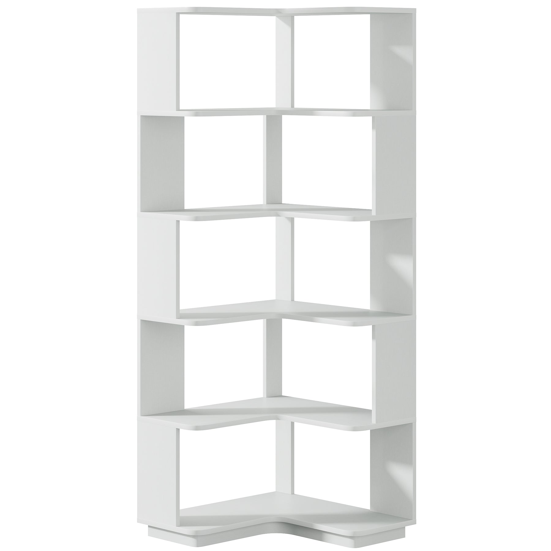 6-Tier Corner Bookshelf, 165.8 cm Corner Bookcase with Anti-Drop Panel