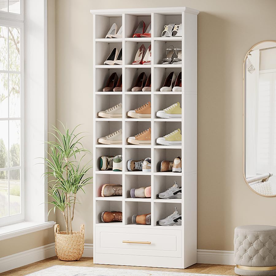 180 cm Shoe Rack, Freestanding Wooden 9-Tier Shoe Storage Cabinet