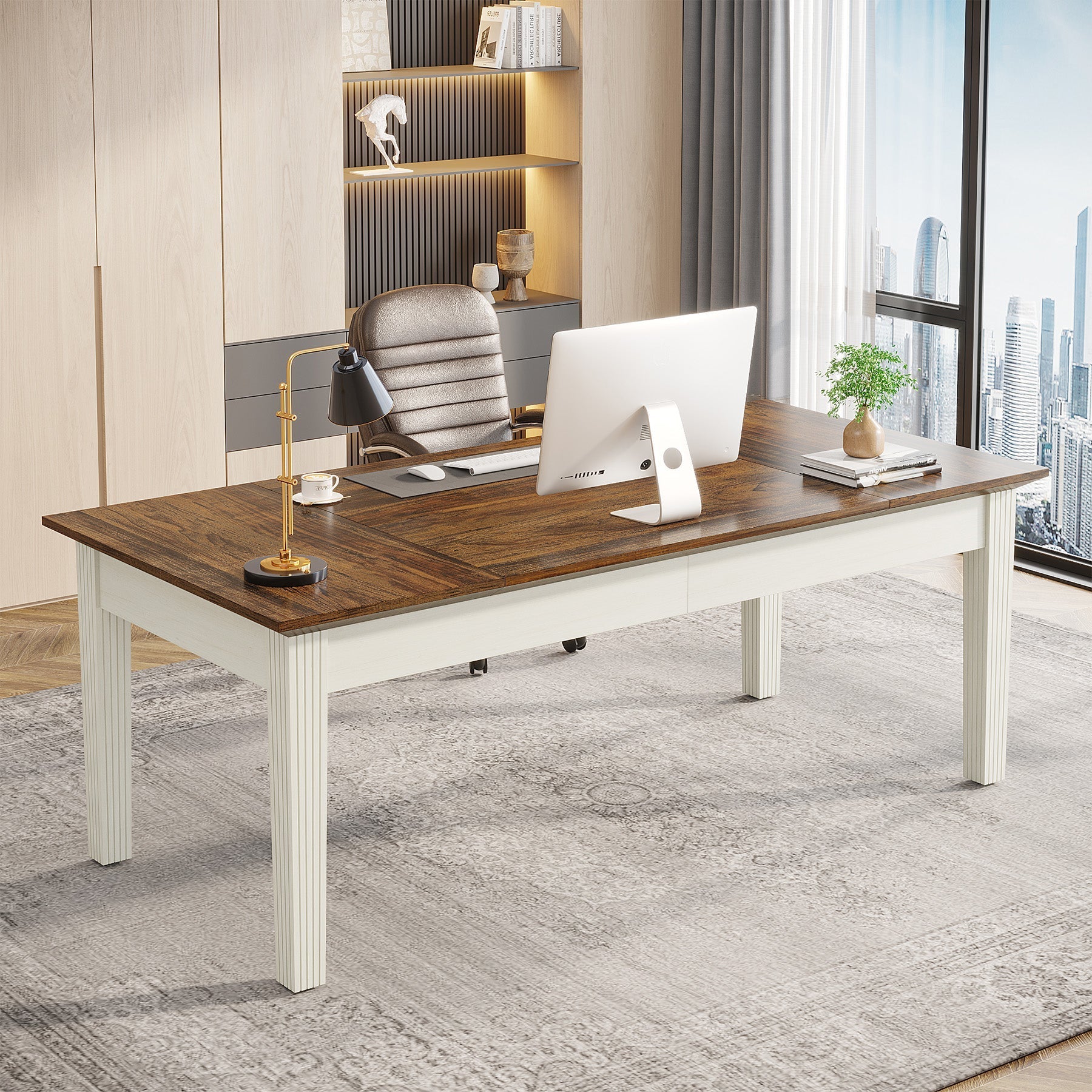 157.5 cm Executive Desk, Large Modern Computer Desk Office Writing Table