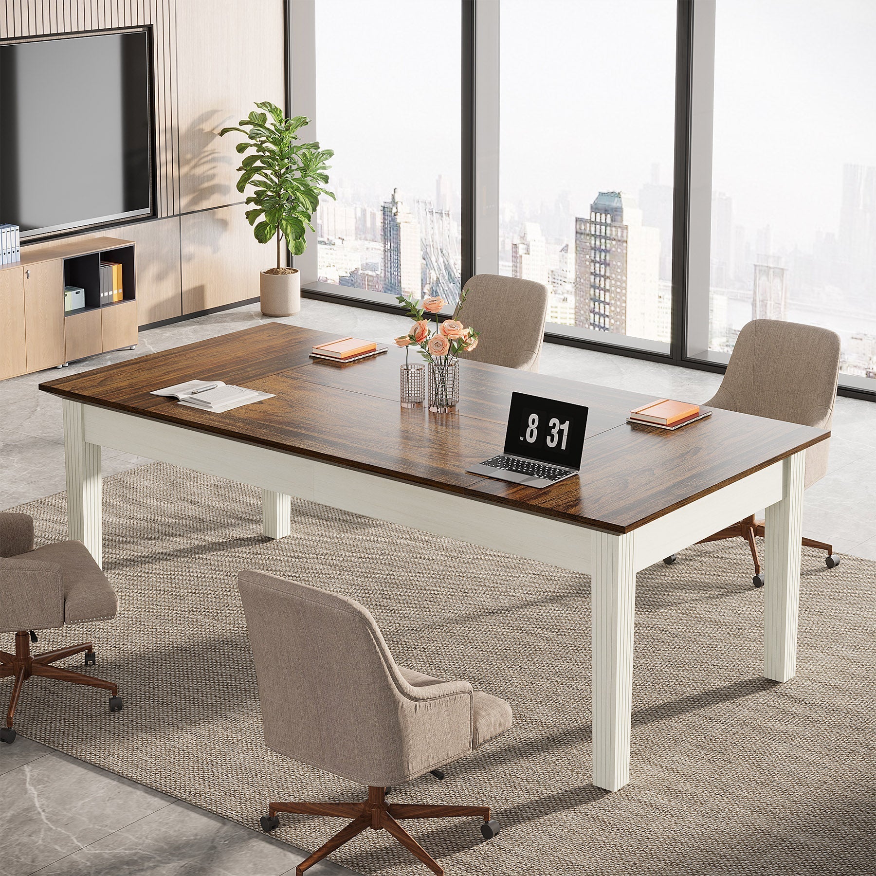 157.5 cm Executive Desk, Large Modern Computer Desk Office Writing Table