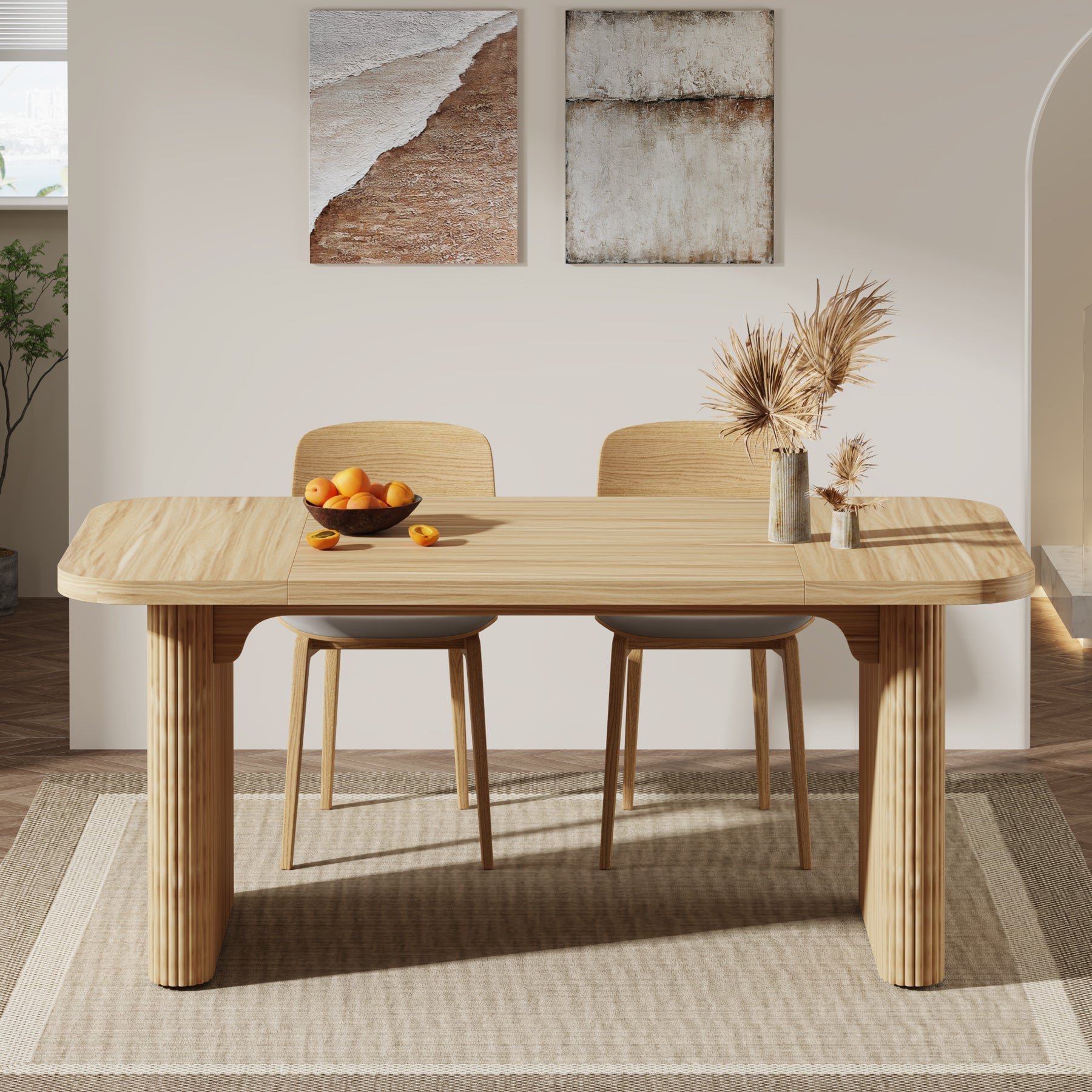 157 cm Rectangular Dining Table for 4-6, Simple Kitchen Dinner Table