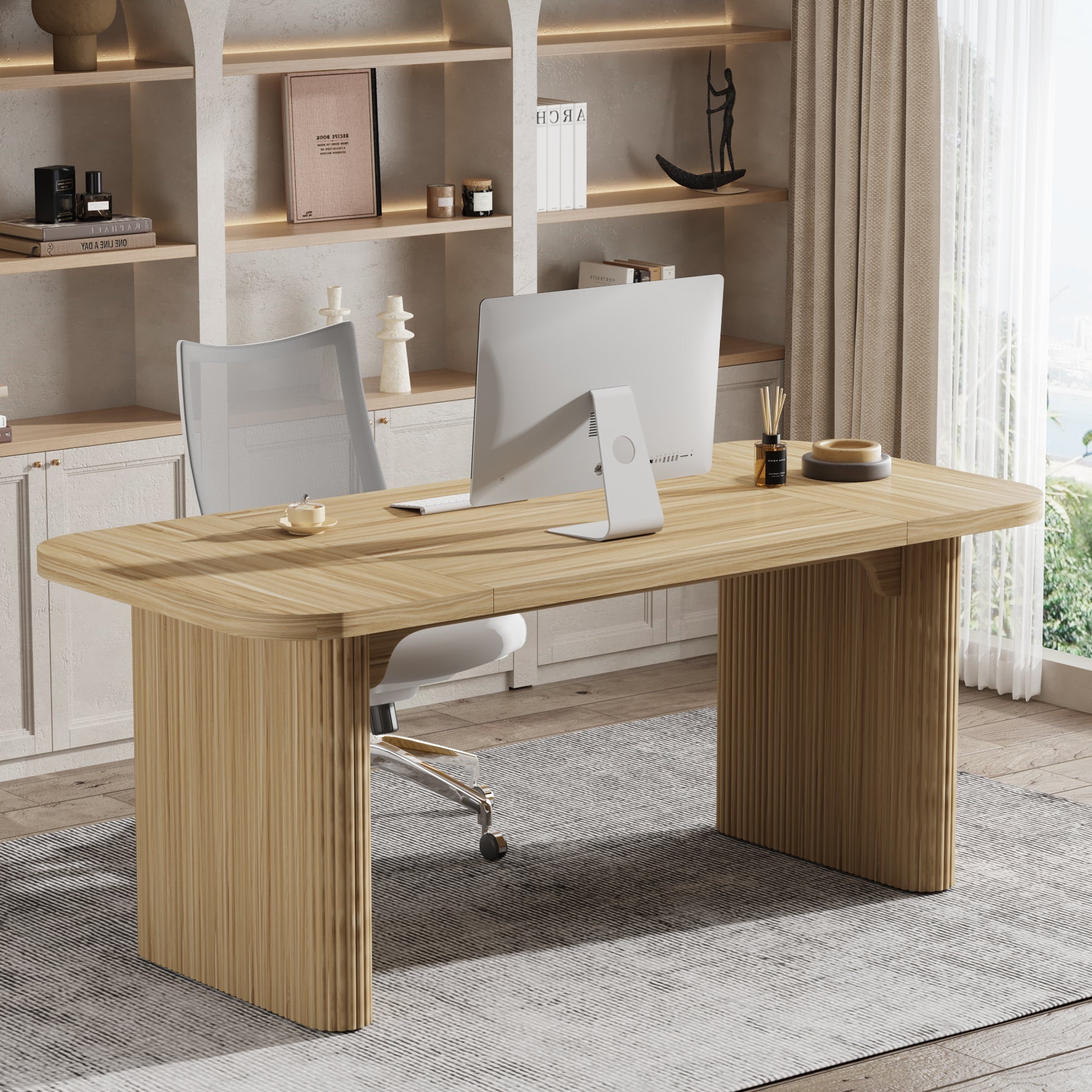 158.0 cm Wood Executive Desk Simple Rectangular Computer Desk Writing Table