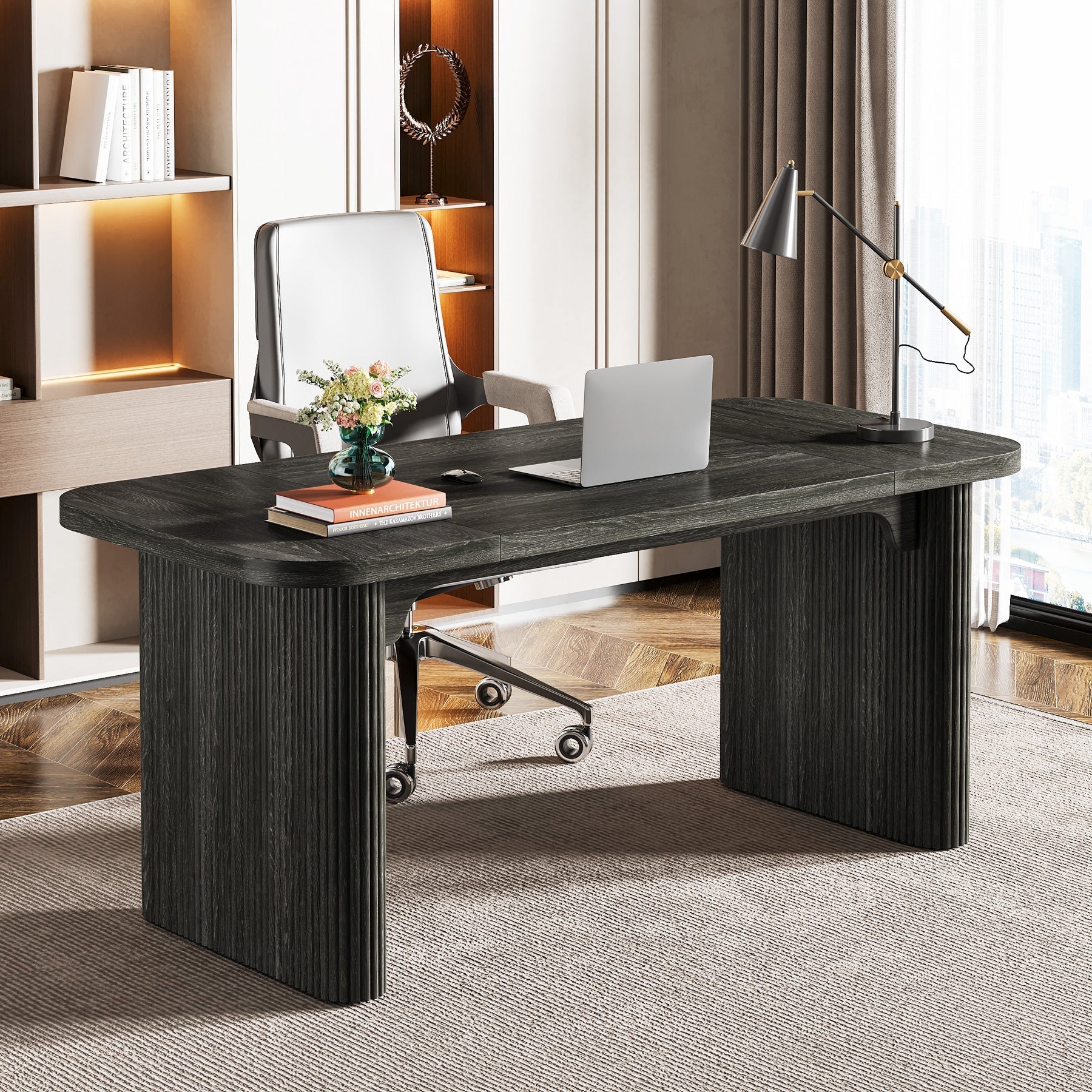 158.0 cm Wood Executive Desk Simple Rectangular Computer Desk Writing Table