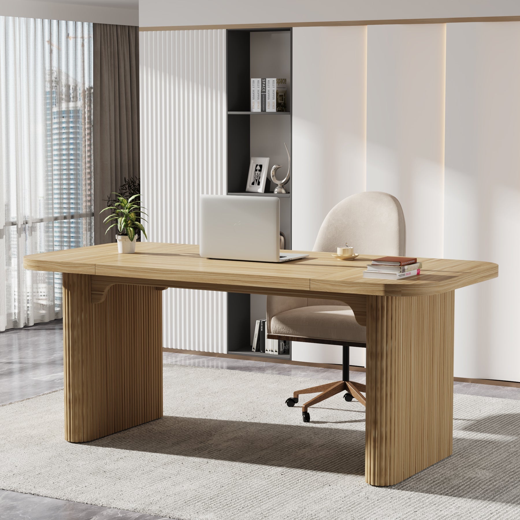 158.0 cm Wood Executive Desk Simple Rectangular Computer Desk Writing Table