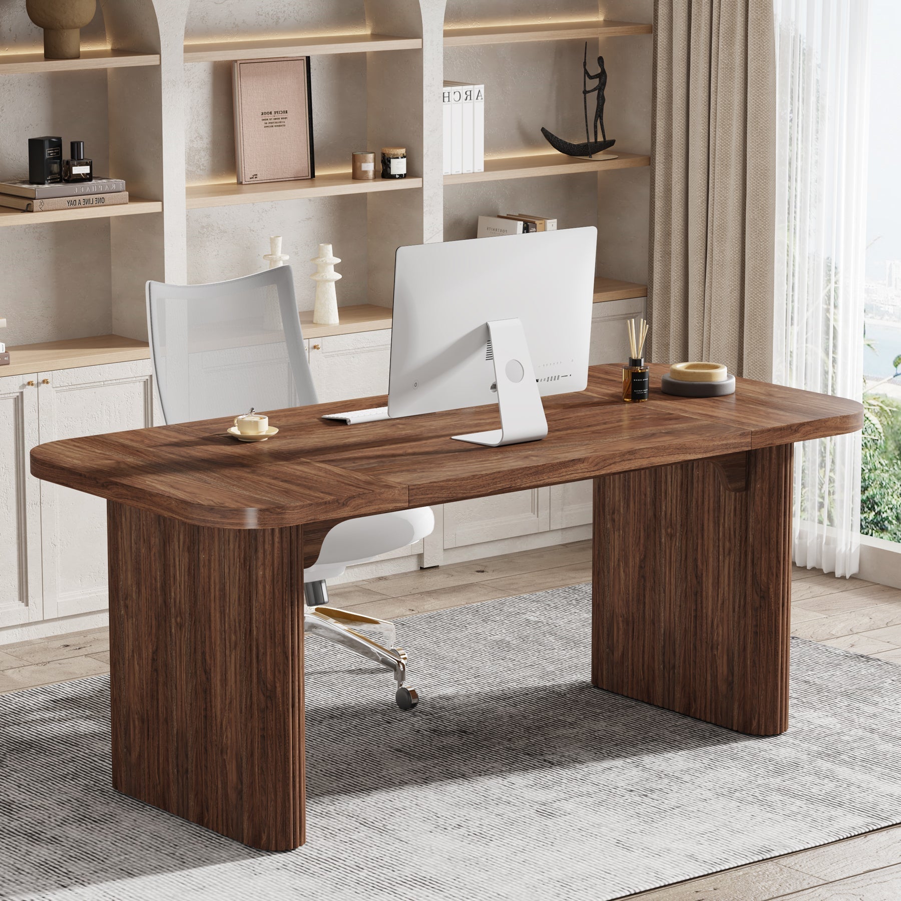 158.0 cm Wood Executive Desk Simple Rectangular Computer Desk Writing Table