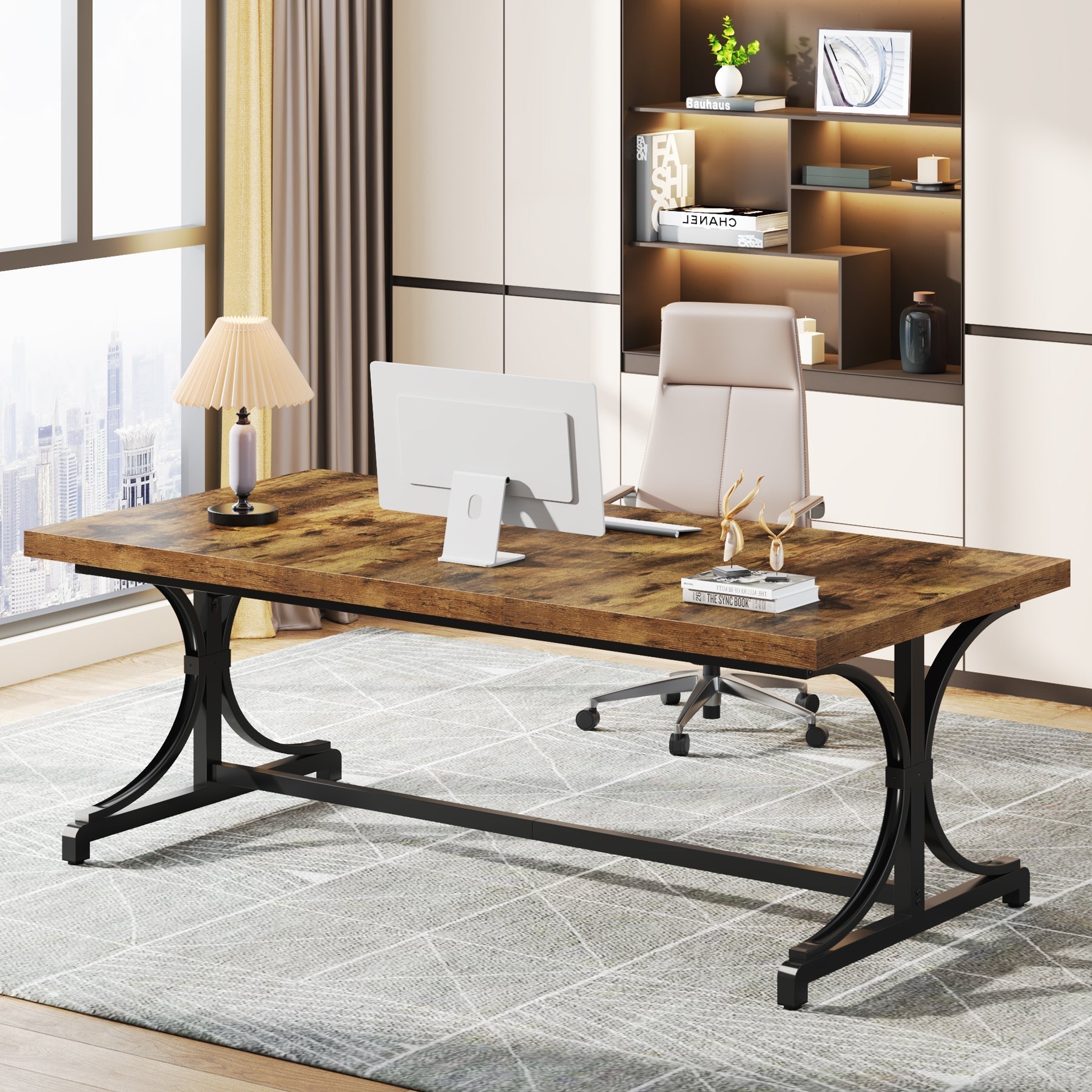 158.5 cm Executive Desk, Rectangle Conference Table for 4-6 People