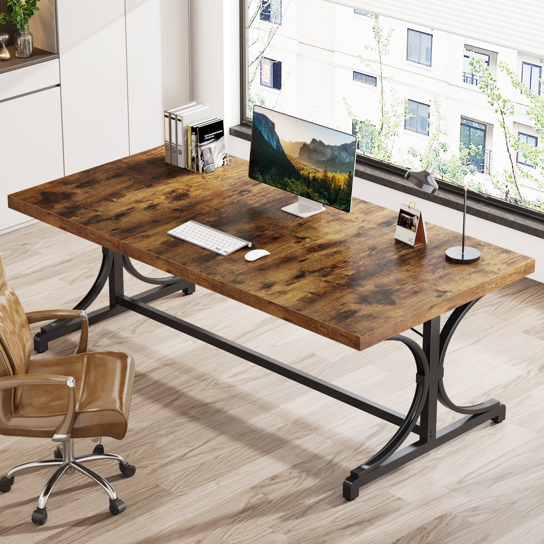 158.5 cm Executive Desk, Rectangle Conference Table for 4-6 People