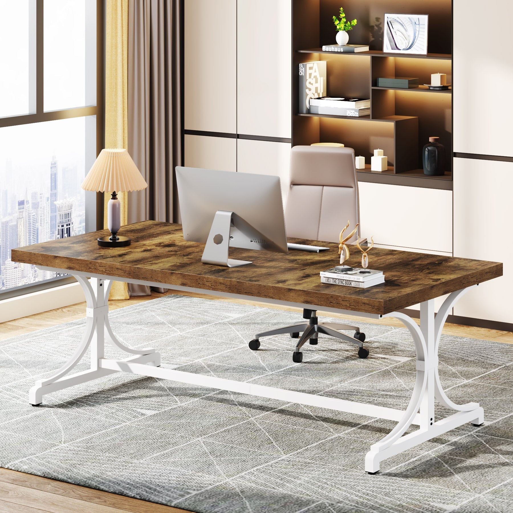 158.5 cm Executive Desk, Rectangle Conference Table for 4-6 People