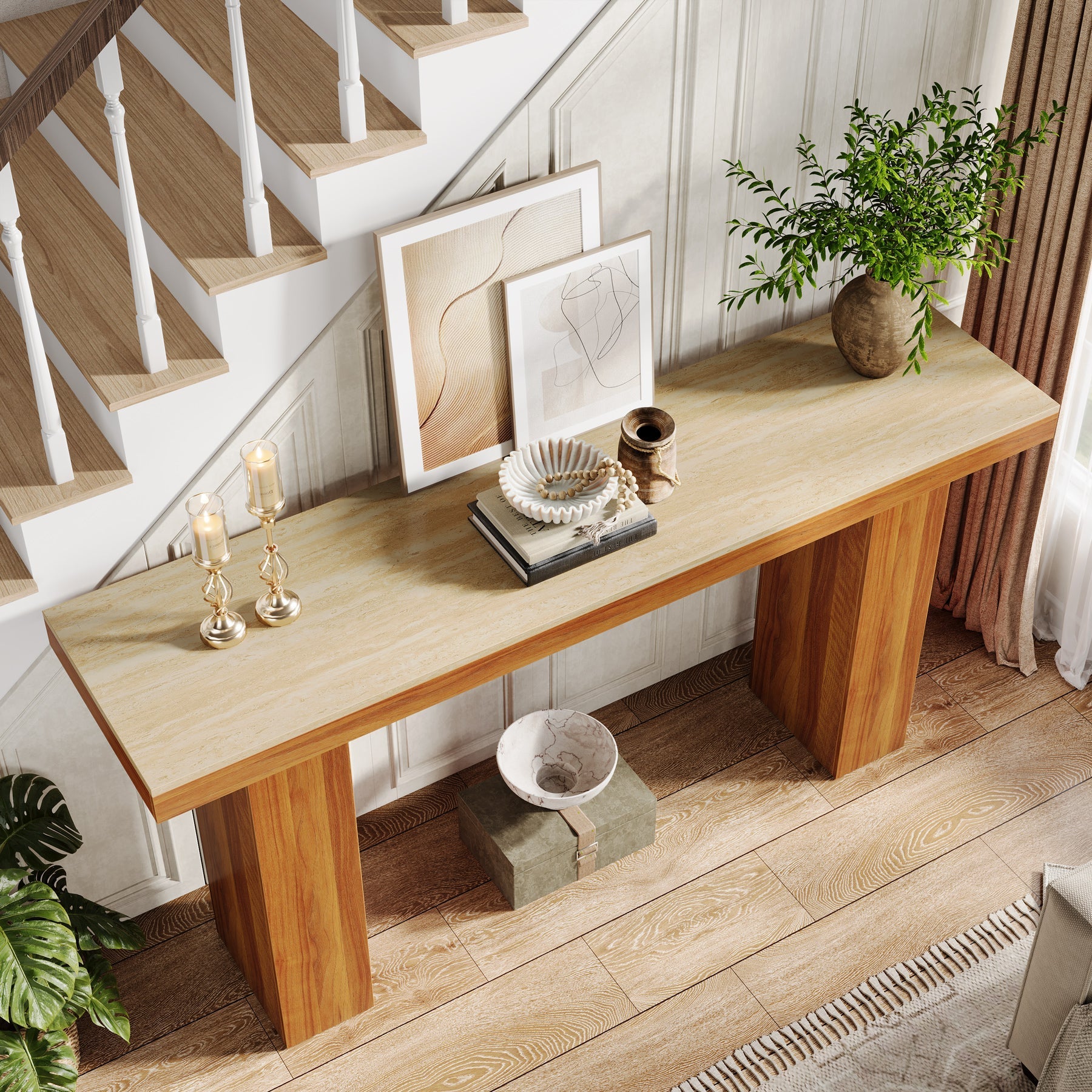 159.6 cm Console Table, Narrow Sofa Table Entryway Table